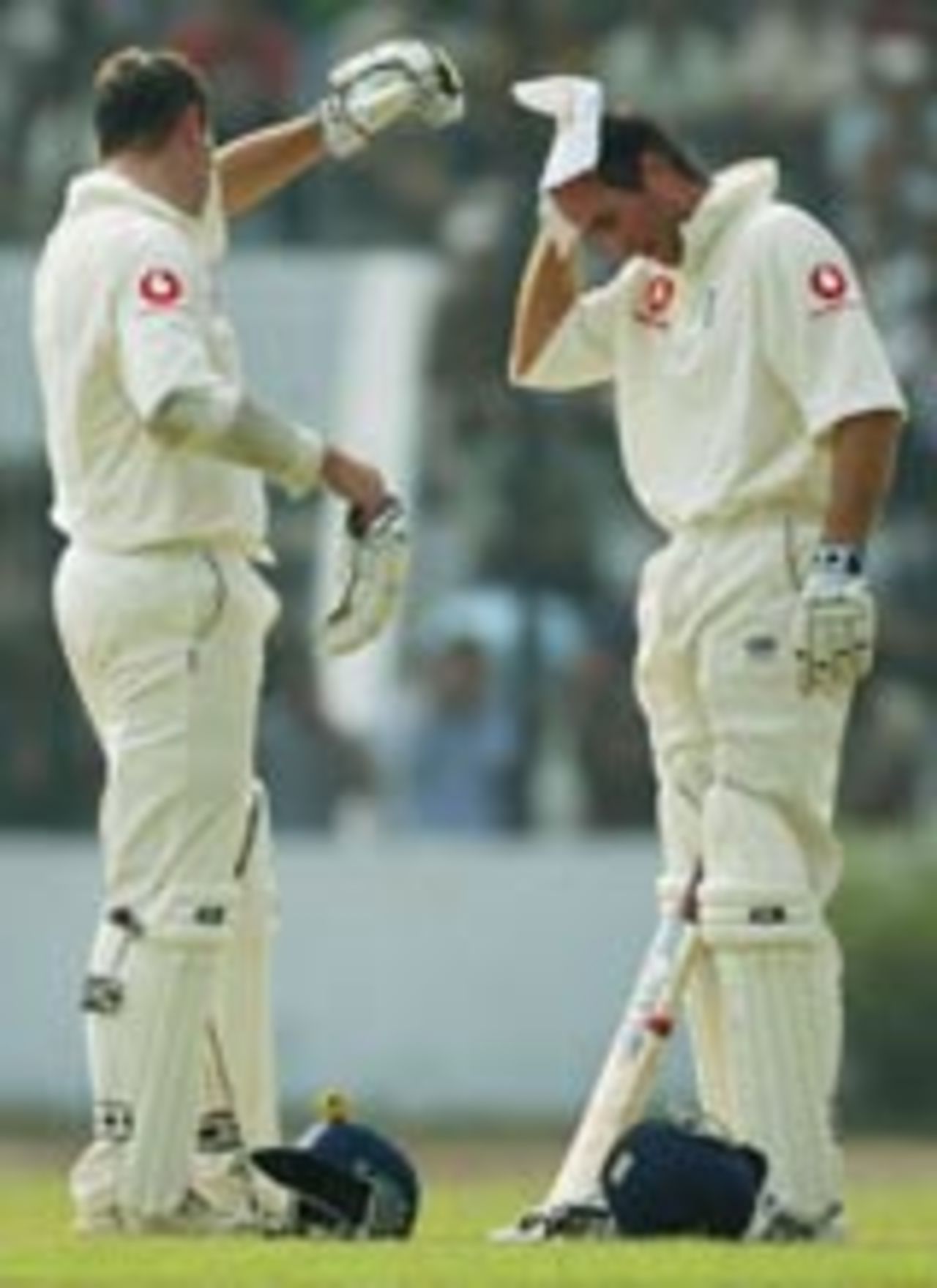 Marcus Trescothick and Michael Vaughan in action in Dhaka