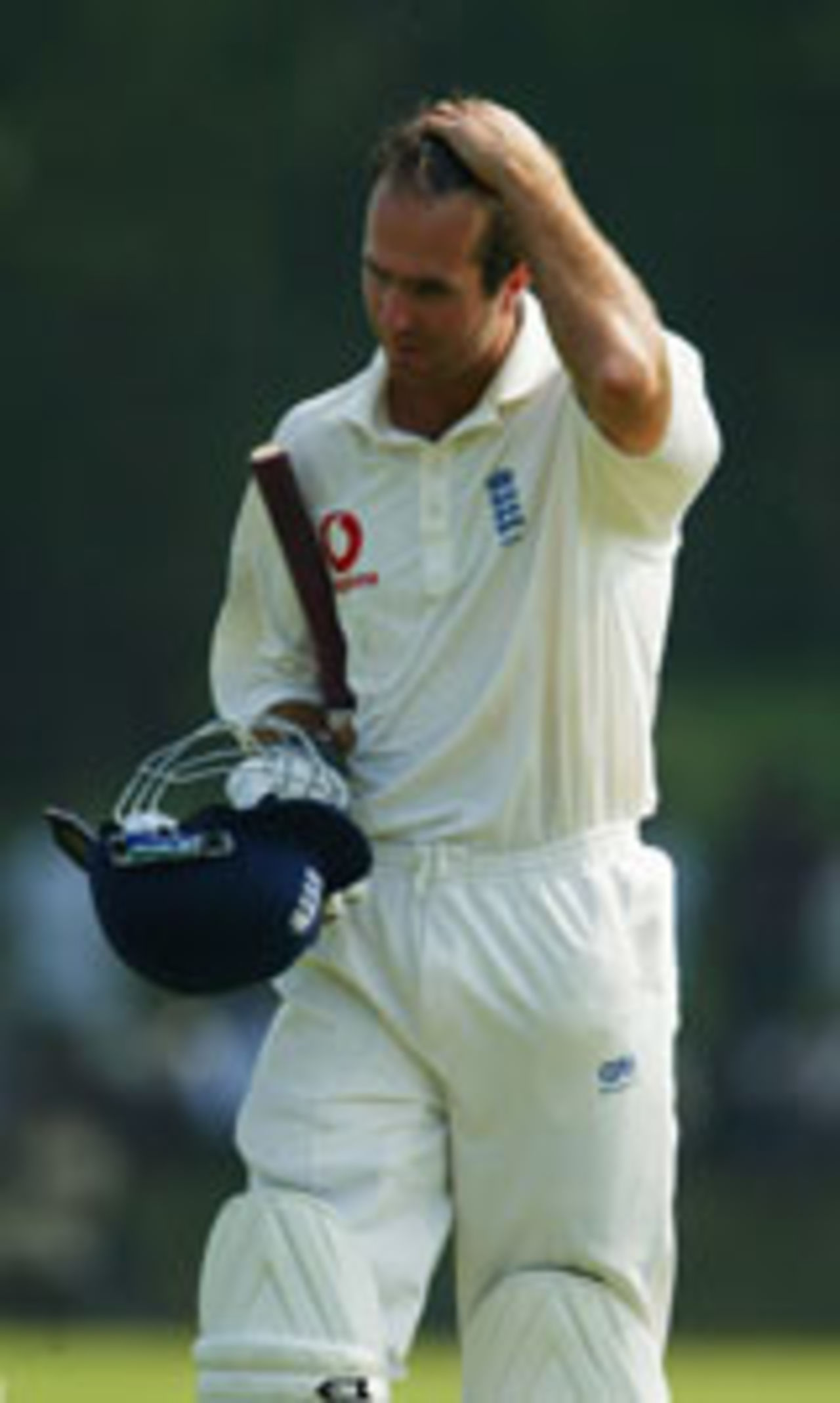 Michael Vaughan trudges off after being trapped lbw for 1, Bang A v Eng, 2nd Day, Dhaka, October 17, 2003