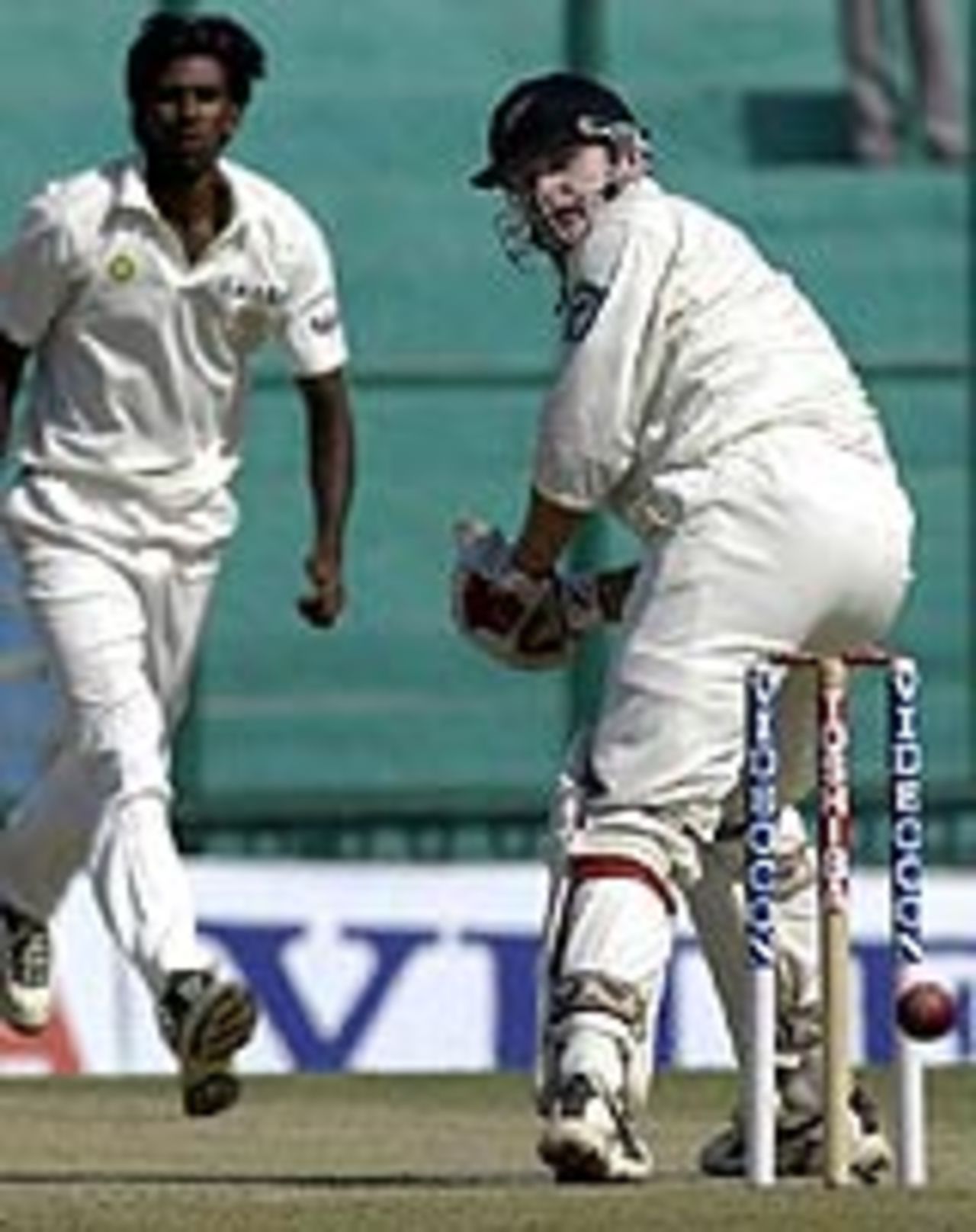 Scott Styris glances L Balaji en route to his century, India v New Zealand. 2nd Test, Mohali, October 17 2003