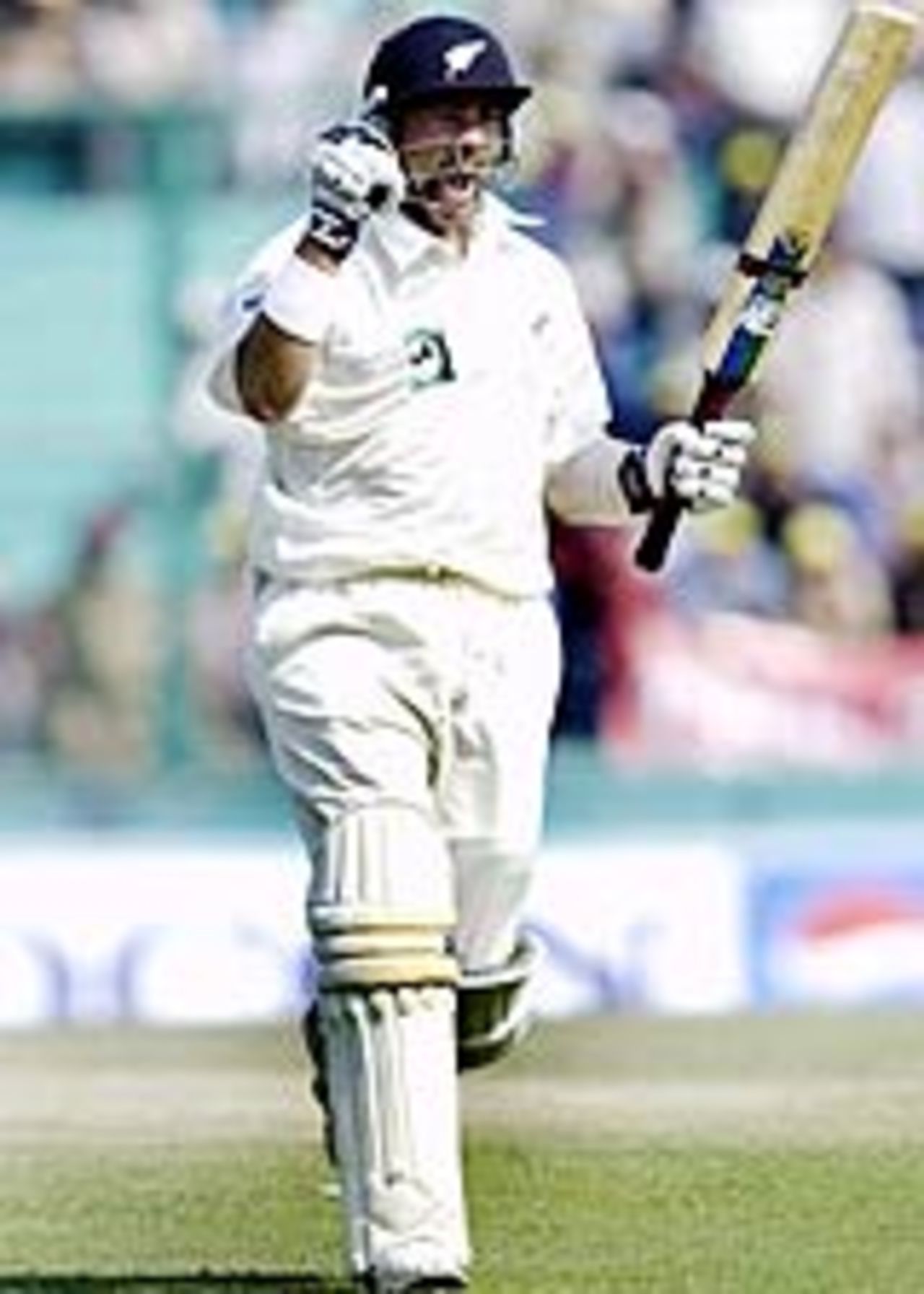 Craig McMillan celebrates his century, India v New Zealand, 2nd Test, Mohali, October 18