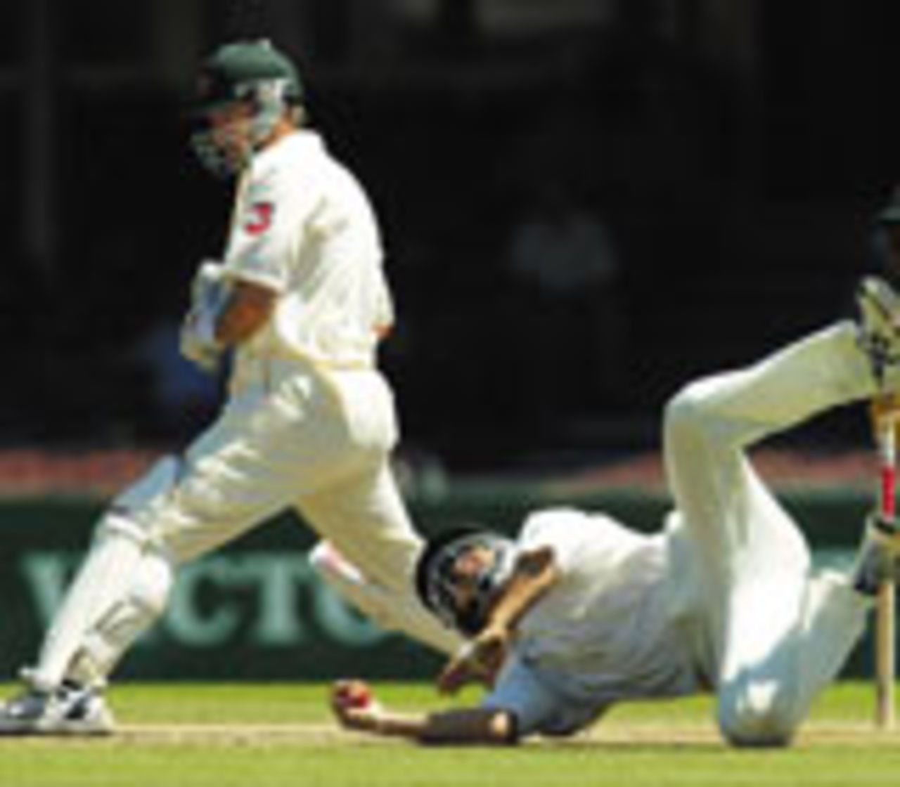 Steve Waugh caught by a diving Stuart Carlisle at short leg, Australia v Zimbabwe, 2nd Test, Sydney, 3rd day, October 19, 2003