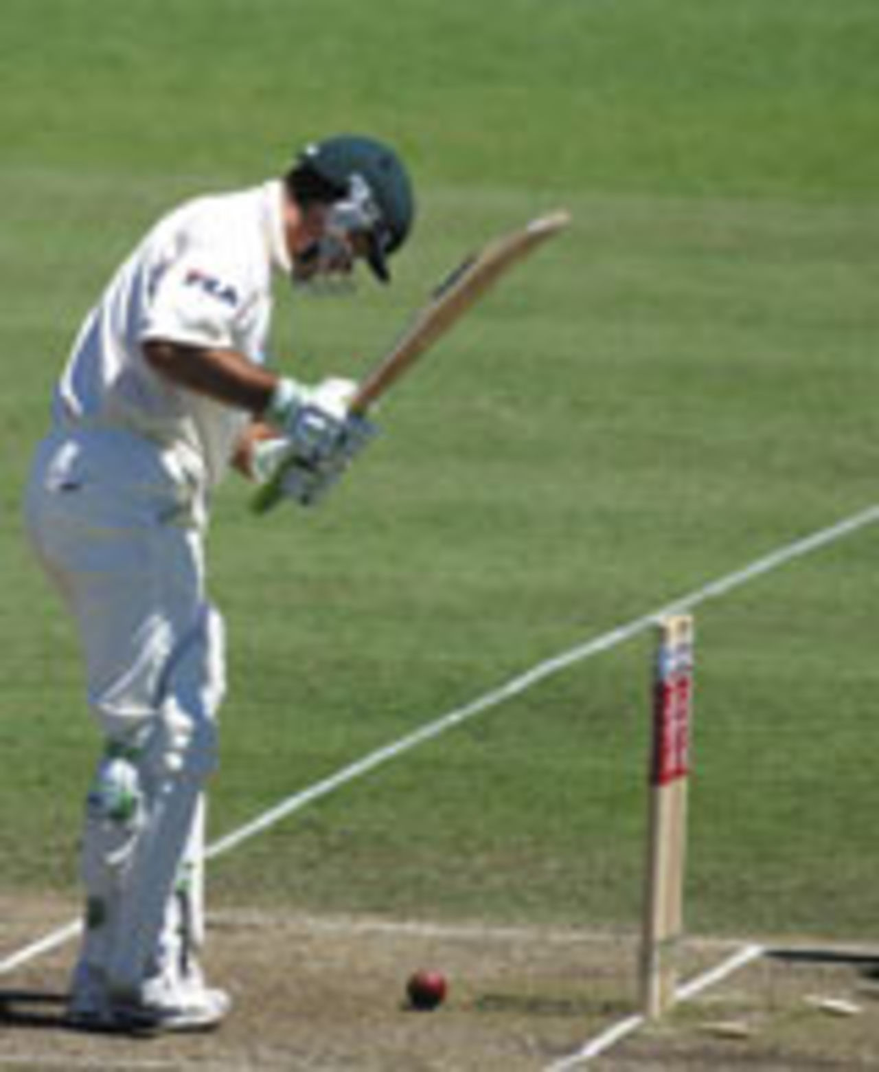 Ricky Ponting watches his dislodged bails, which brings an end to his innings of 169, Australia v Zimbabwe, 2nd Test, Sydney, 3rd day, October 19, 2003