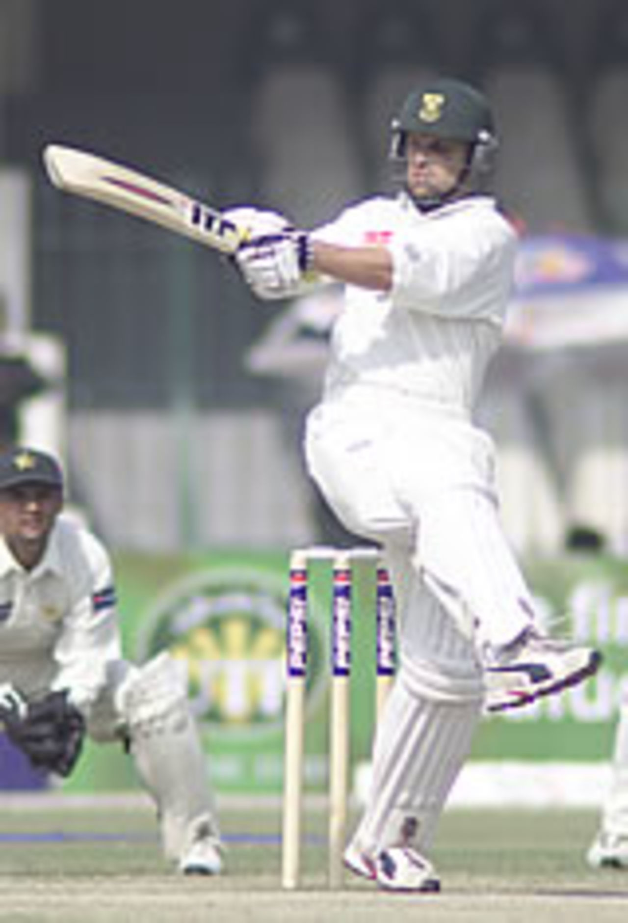Gary Kirsten with a confident pull during his 46-run innings, Pakistan v South Africa, Day 4, 1st Test, Lahore, October 20, 2003.