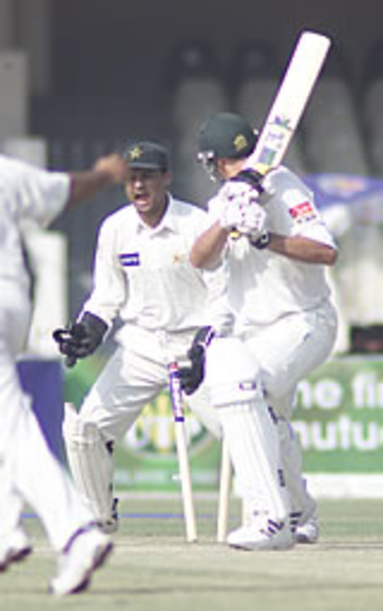 Andre Nel did not read Mushtaq Ahmed's googly, Pakistan v South Africa, Day 4, 1st Test, Lahore, October 20, 2003.