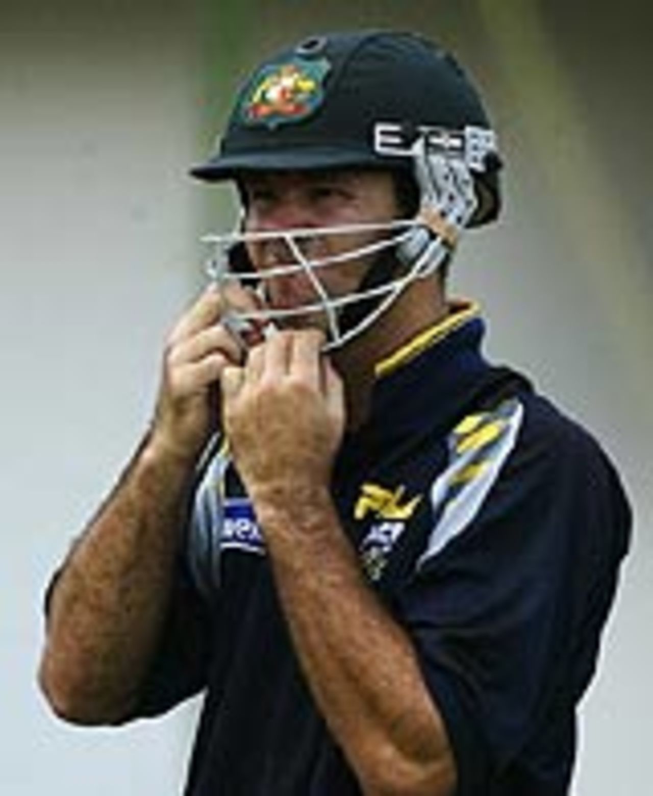 Ricky Ponting prepares for a bat at the nets in Kingston, Jamaica