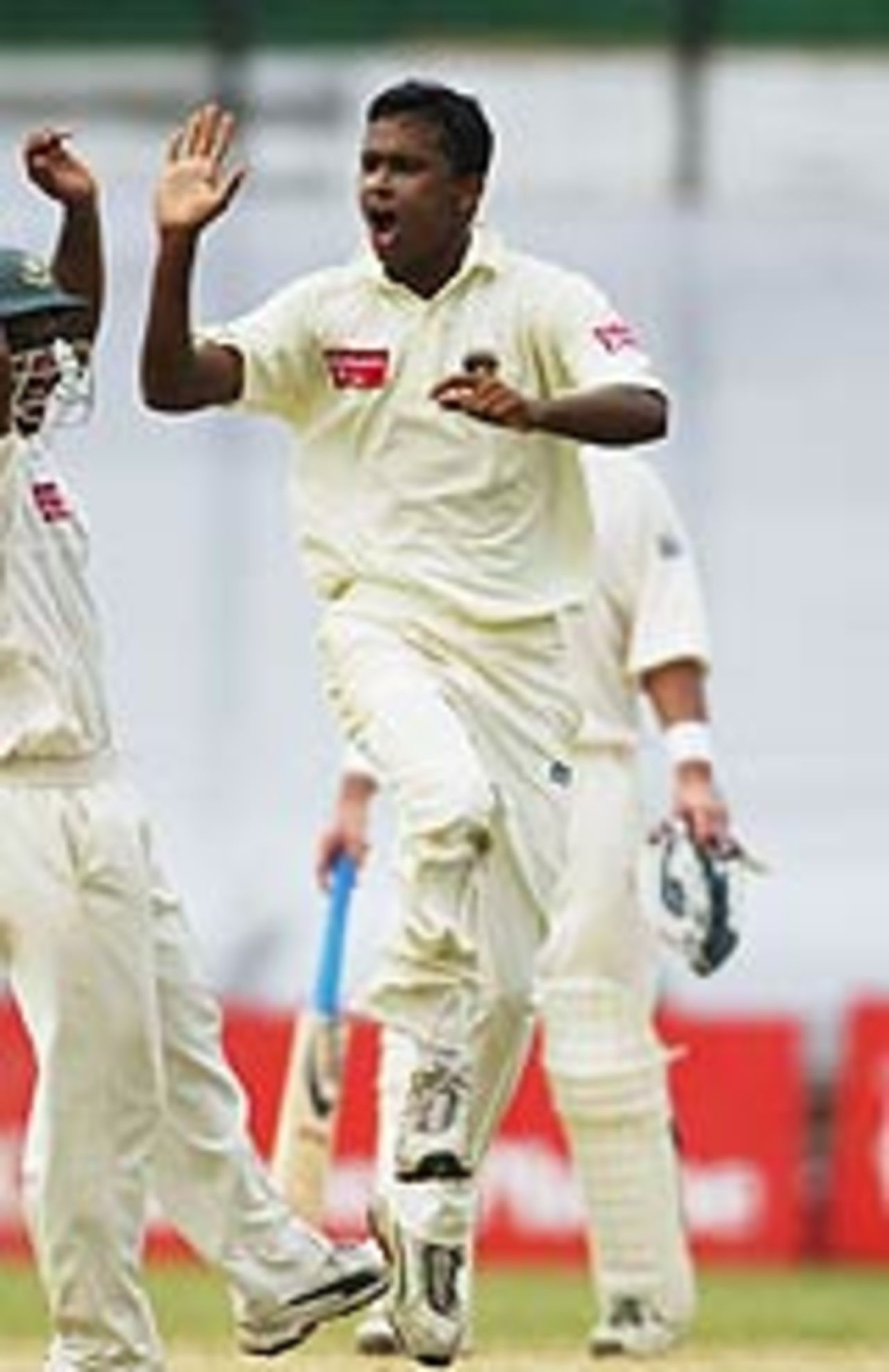 Enamul Haque jnr celebrates the wicket of Chris Read, Bangladesh v England, 1st Test, Dhaka, October 23, 2003