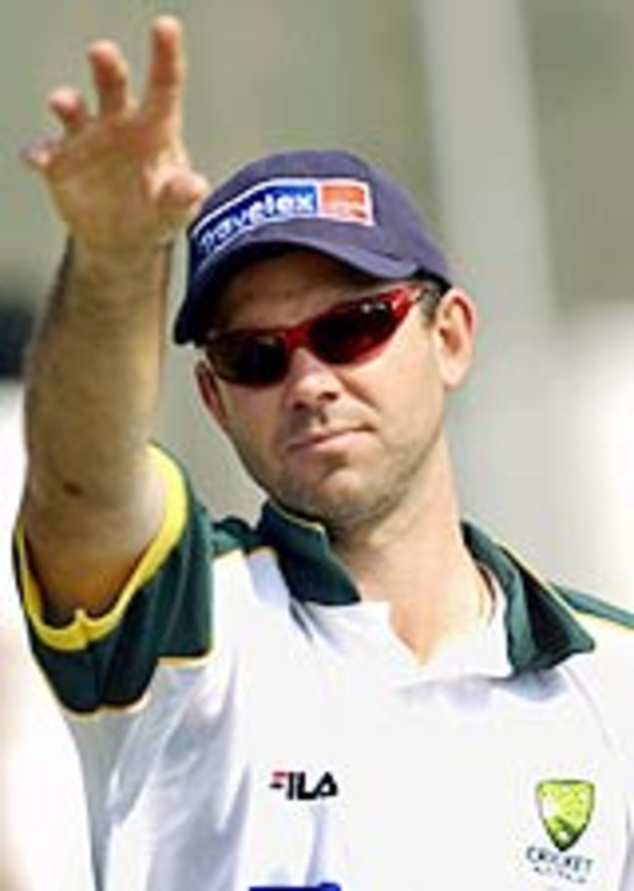 Ricky Ponting gesticulates in the nets during the TVS Cup, October 25, 2003