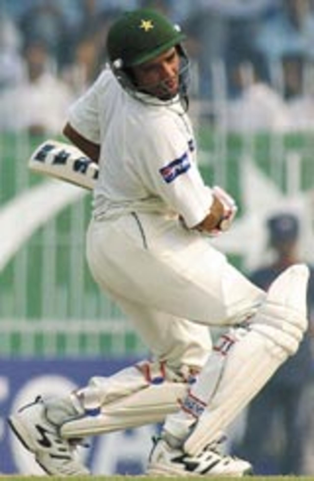 Taufeeq Umar sways out of the way of a bouncer, Pakistan v South Africa, 2nd Test, Faisalabad, 5th day, October 28, 2003