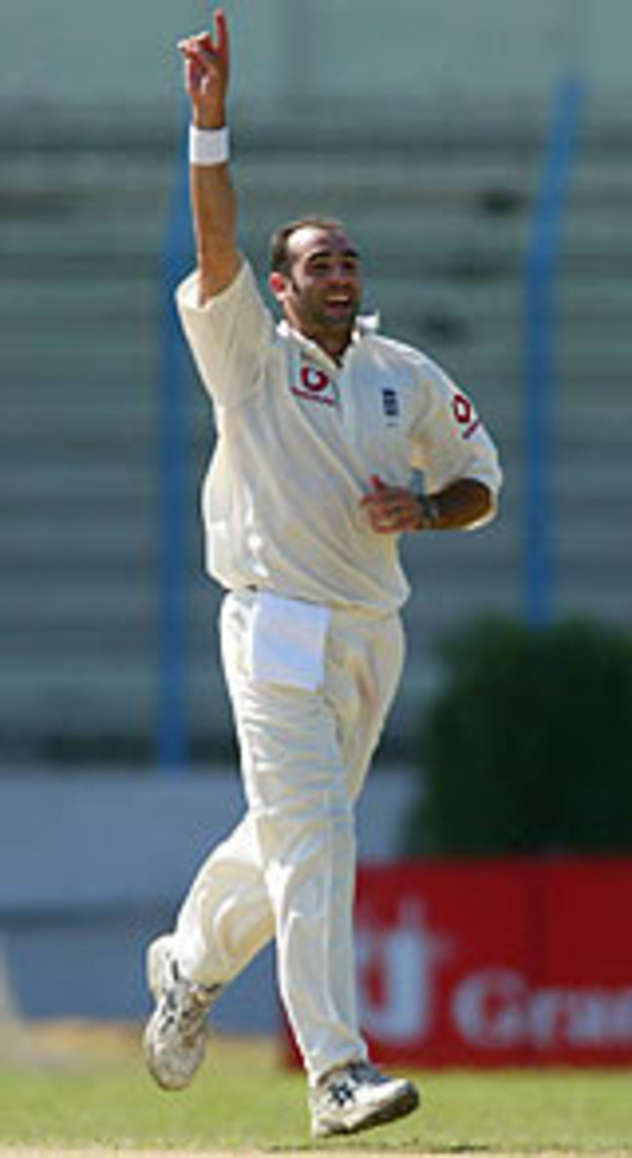 Richard Johnson celebrates his five-wicket haul, Bangladesh v England, 2nd Test, Chittagong, October 31, 2003