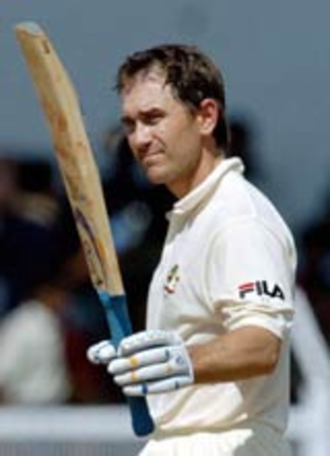 Justin Langer acknowledges the cheers in Australia's second innings