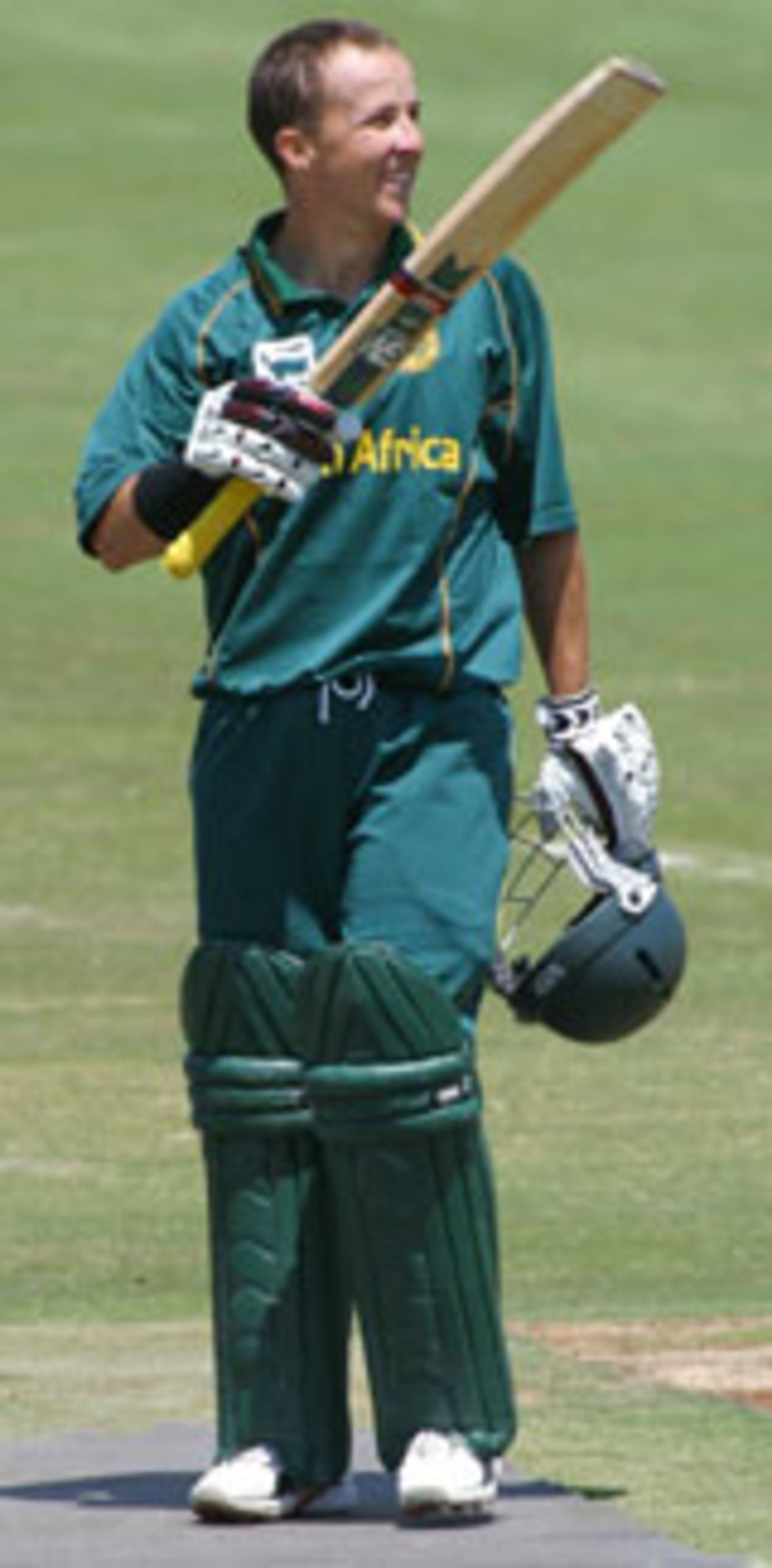 Boeta Dippenaar celebrates his hundred, South Africa A v New Zealand A, Centurion, October 3 2004