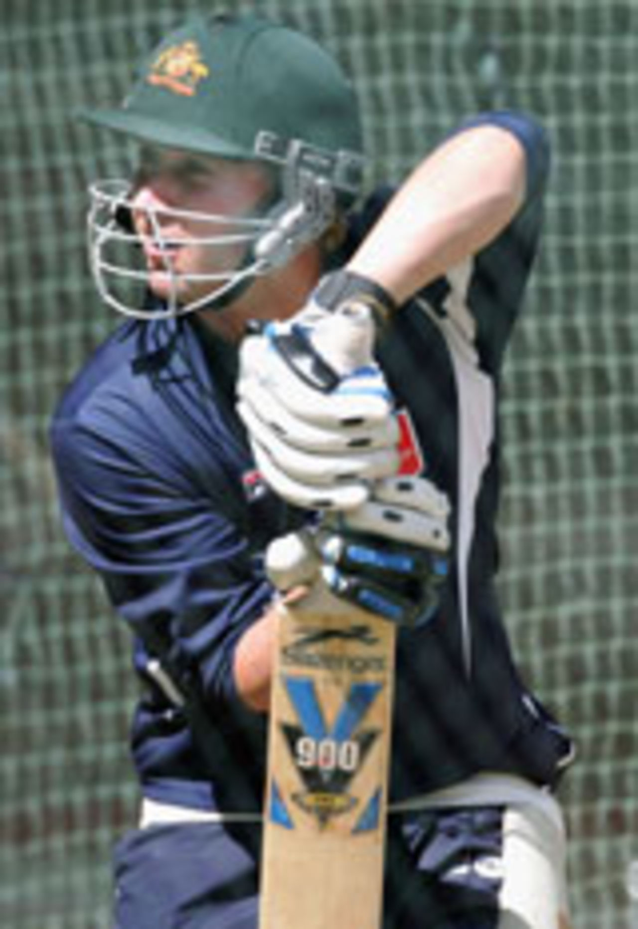 Michael Clarke shows a straight bat, Australia tour to India, October 5 2004
