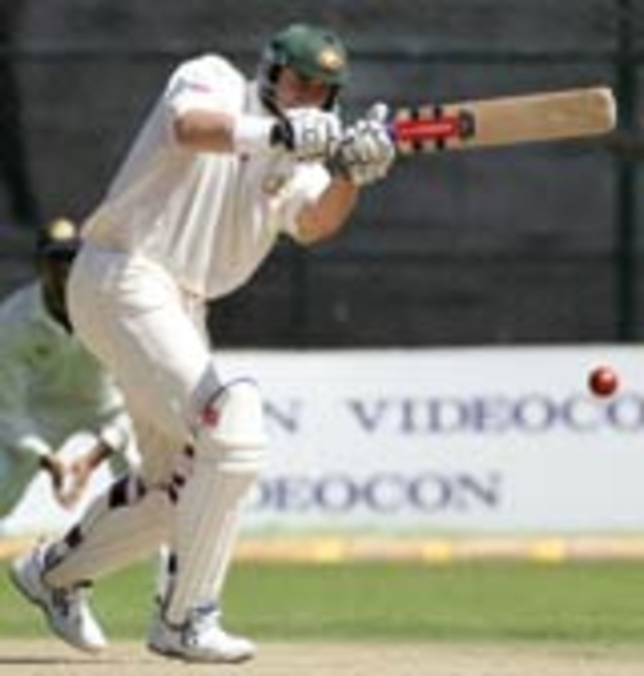 Matthew Hayden drives, Australia v India, 1st Test, Bangalore, 1st day, October 6, 2004