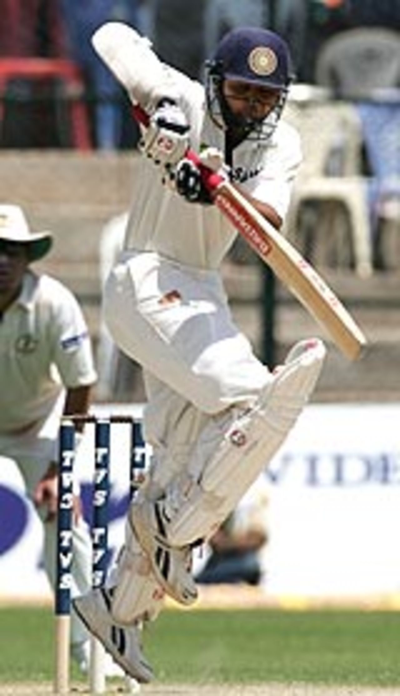 Parthiv Patel plays a delivery off his hips, India v Australia, 1st Test, Bangalore, 3rd day, October 8, 2004