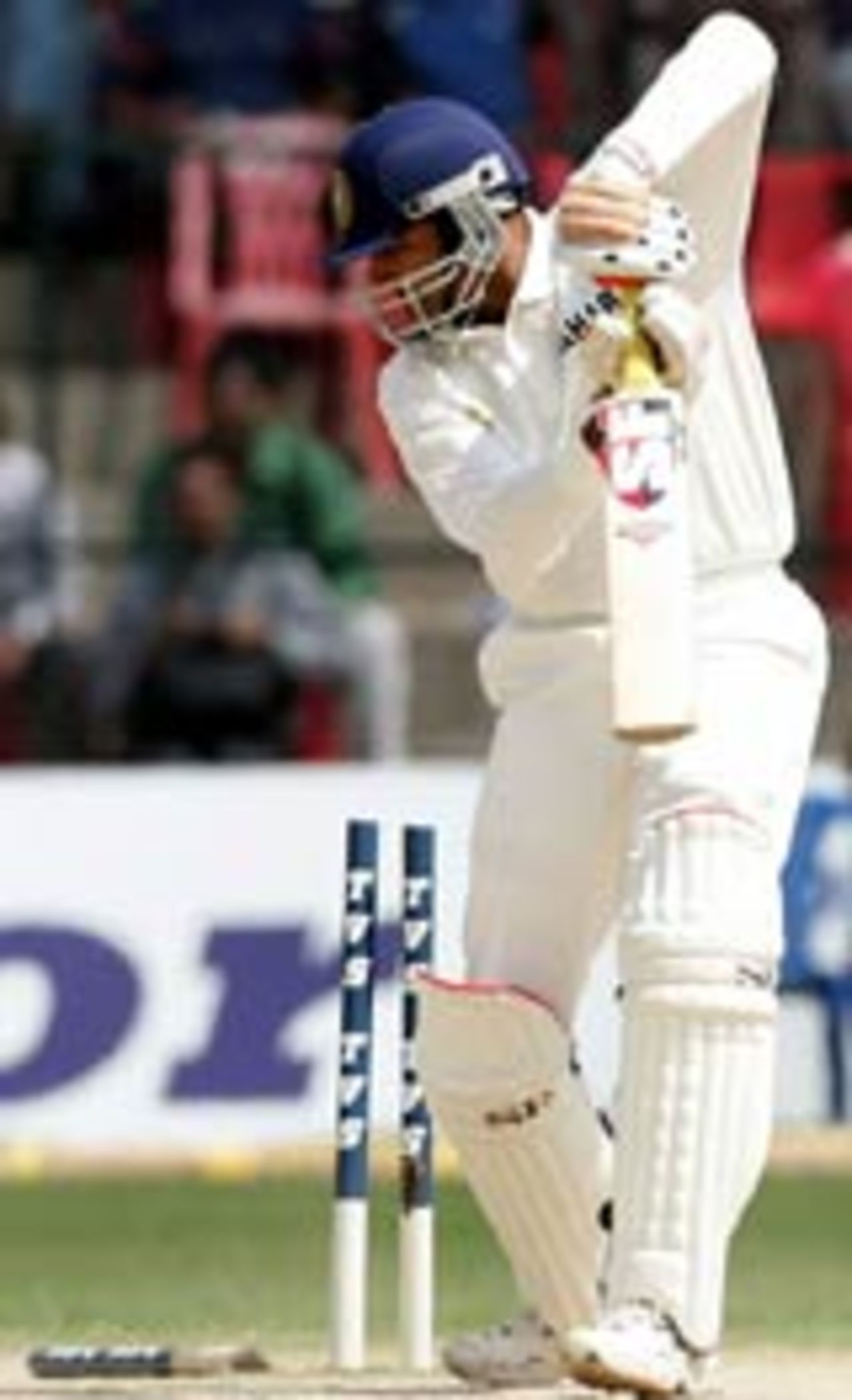 Anil Kumble had his off stump flattened by Michael Kasprowicz, India v Australia, 1st Test, Bangalore, 5th day, October 10, 2004
