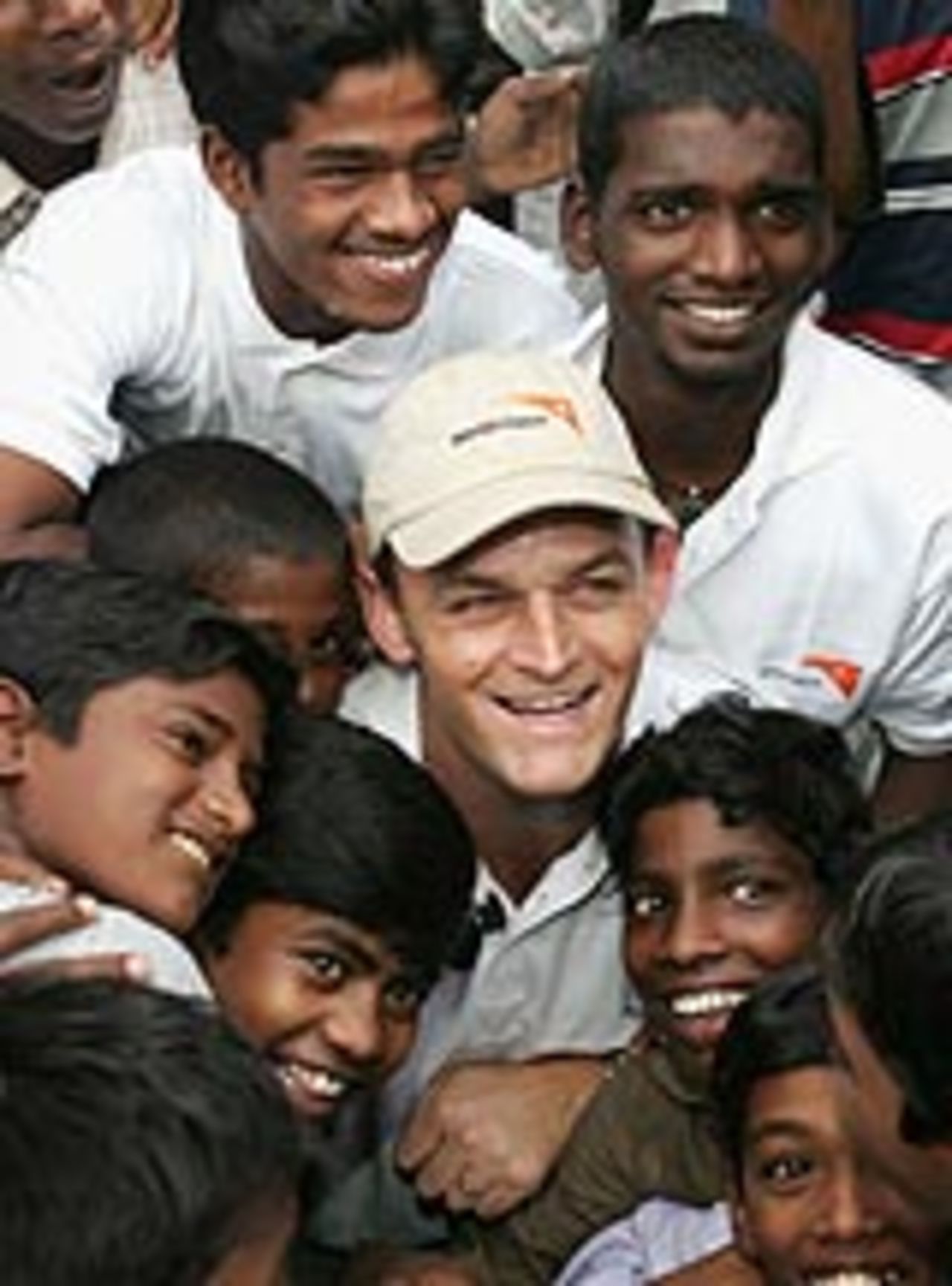 Adam Gilchrist surrounded by fans, Australia in India, Chennai, October 12, 2004