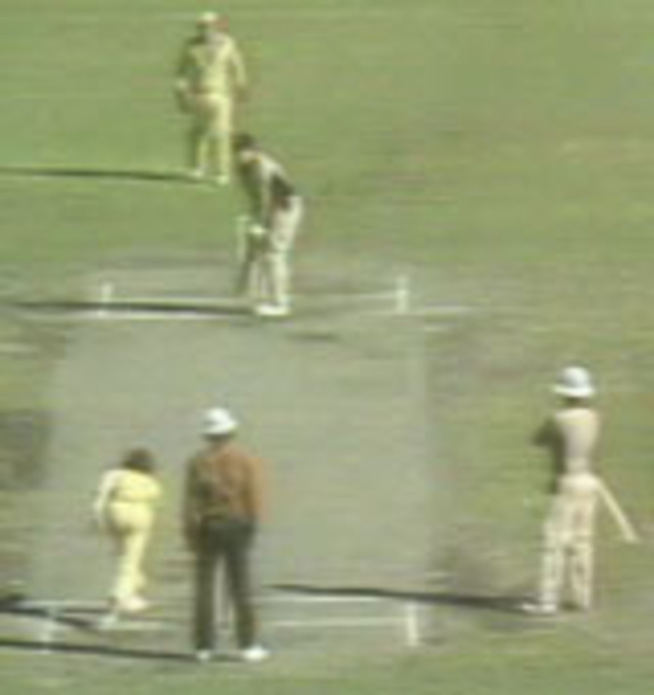 Trevor Chappell bowls his infamous underarm delivery to Brian McKechnie