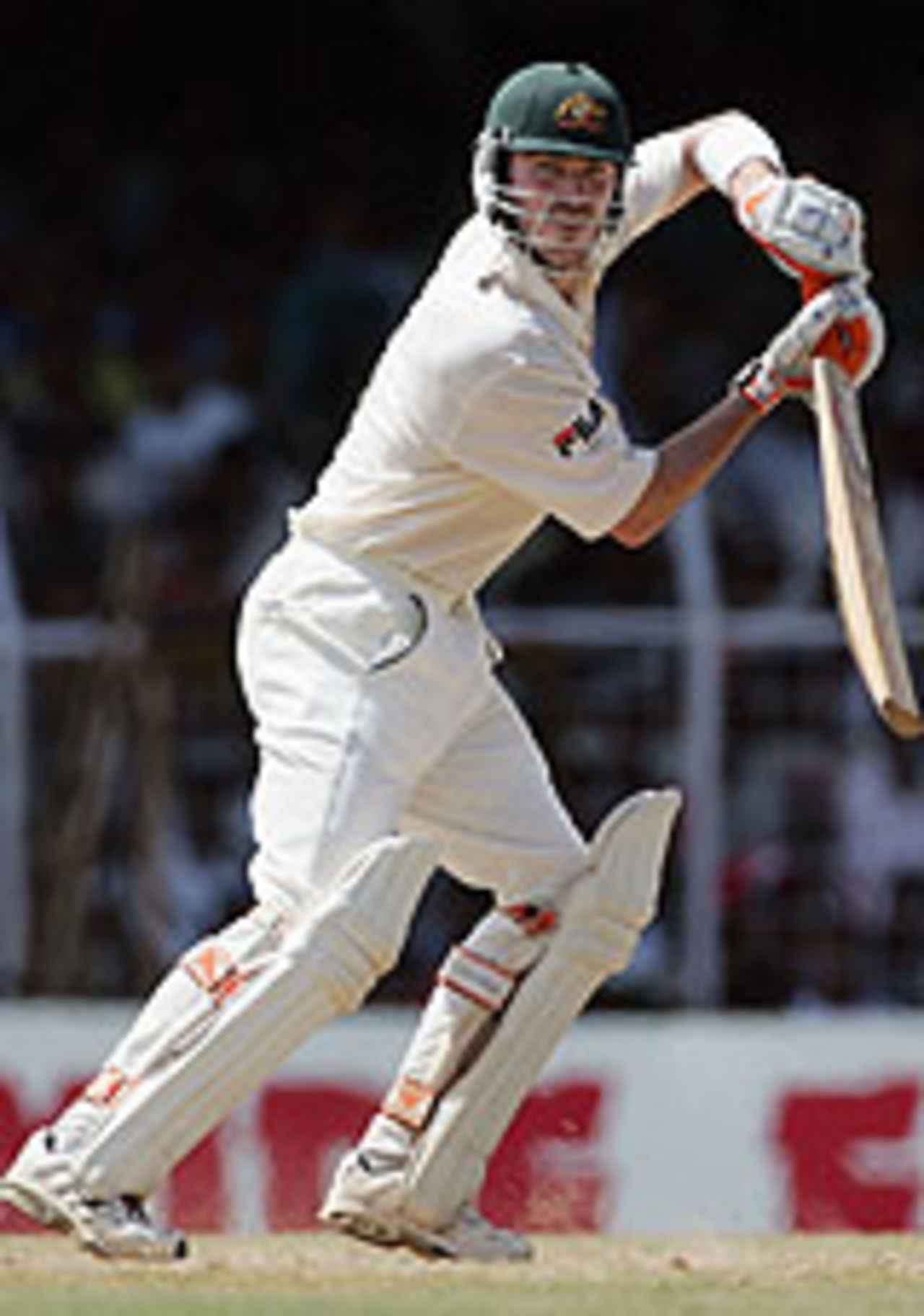 Damien Martyn drives the ball, India v Australia, 2nd Test, Chennai, 4th day, October 17, 2004