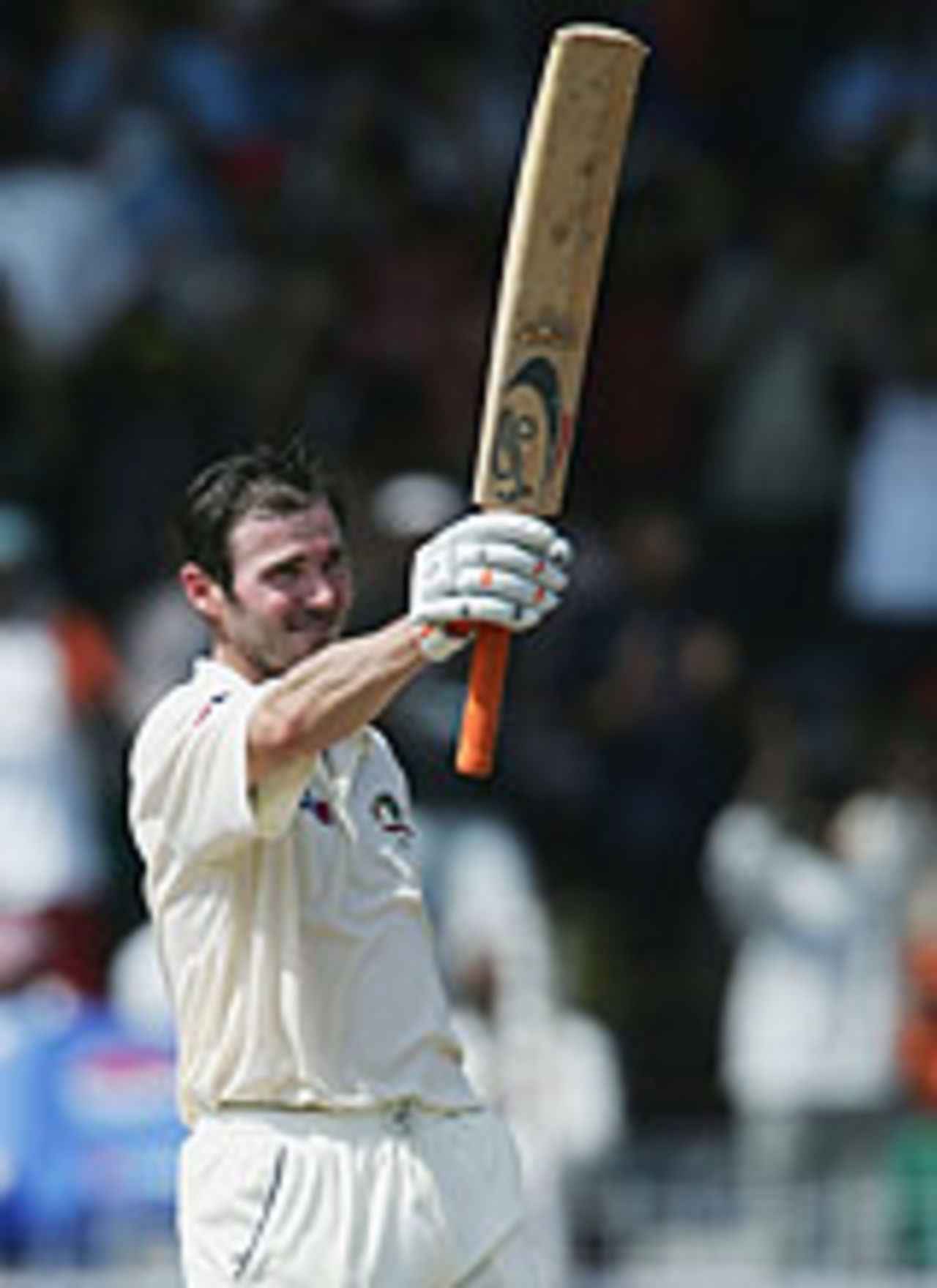 Damien Martyn raises his bat, India v Australia, 2nd Test, Chennai, 4th day, October 17, 2004