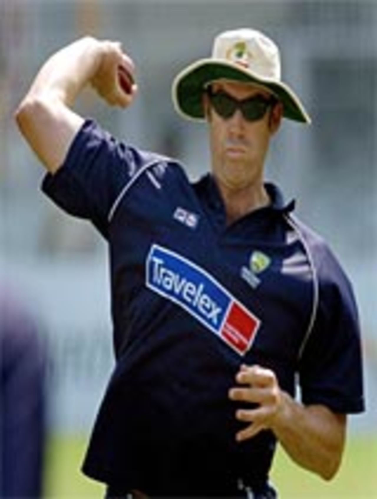 Matthew Hayden throws a ball during practice ahead of the 3rd Test against India, October 2004