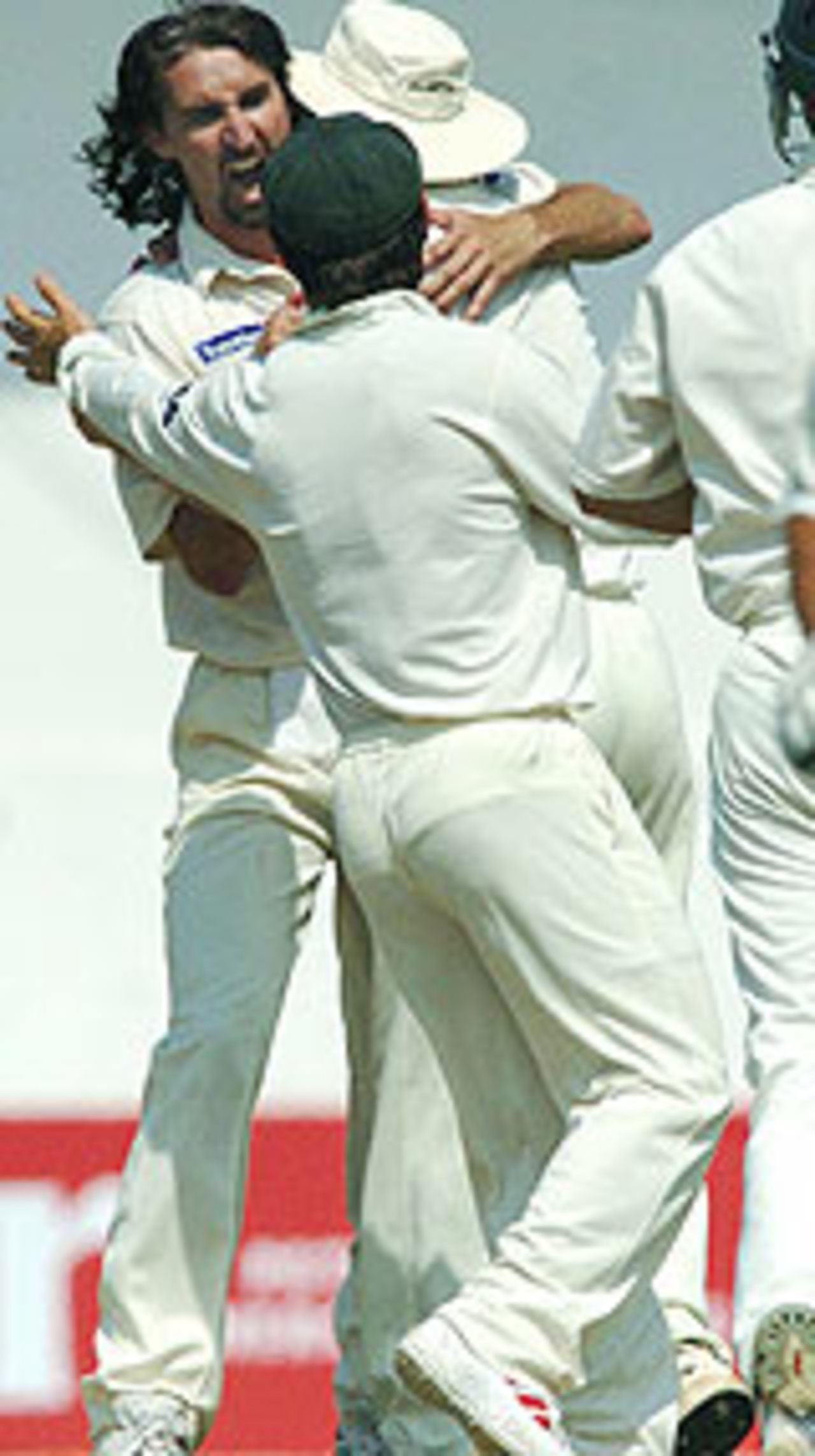 Jason Gillespie celebrates after dismissing Sachin Tendulkar, India v Australia, 3rd Test, Nagpur, October 27, 2004