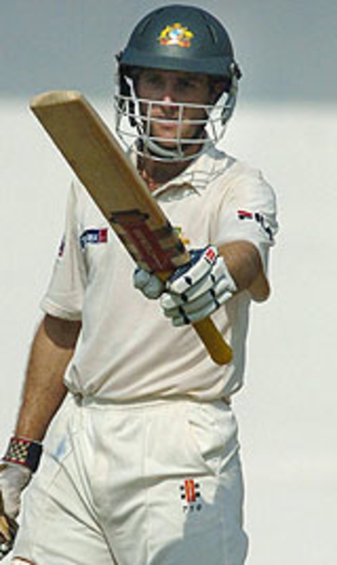 Simon Katich acknowledges the applause after reaching his half-century, India v Australia, 3rd Test, Nagpur, October 28 2004