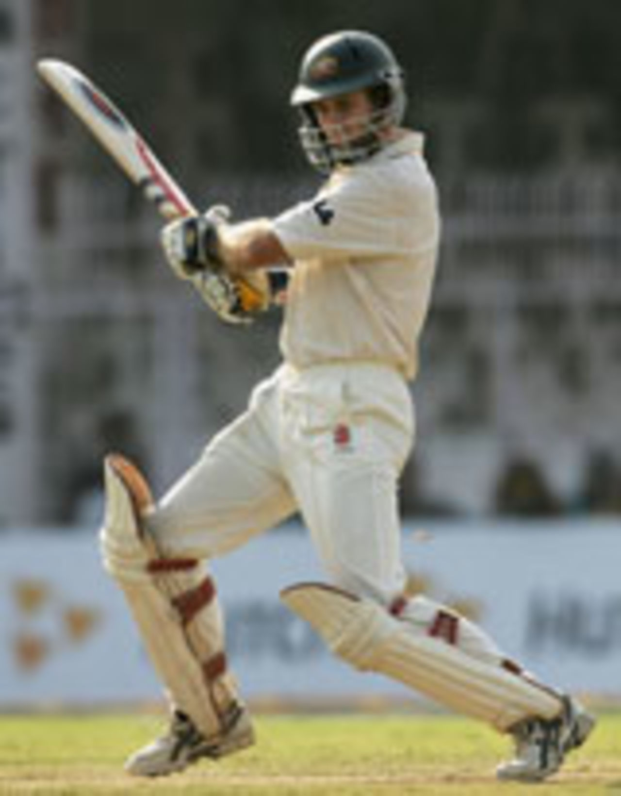 Simon Katich cuts on the 3rd day of the third Test against India at Nagpur, October 28 2004