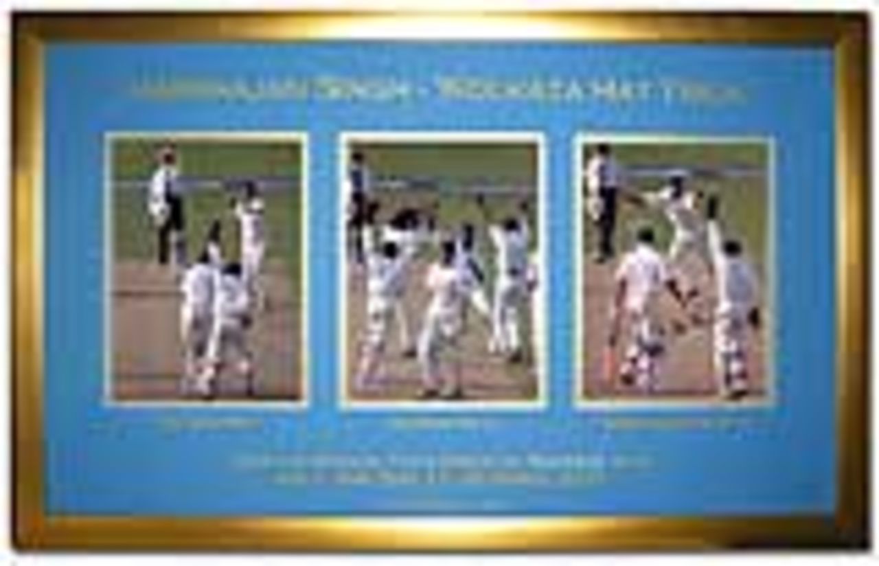 Harbhajan Singh hat-trick - signed picture