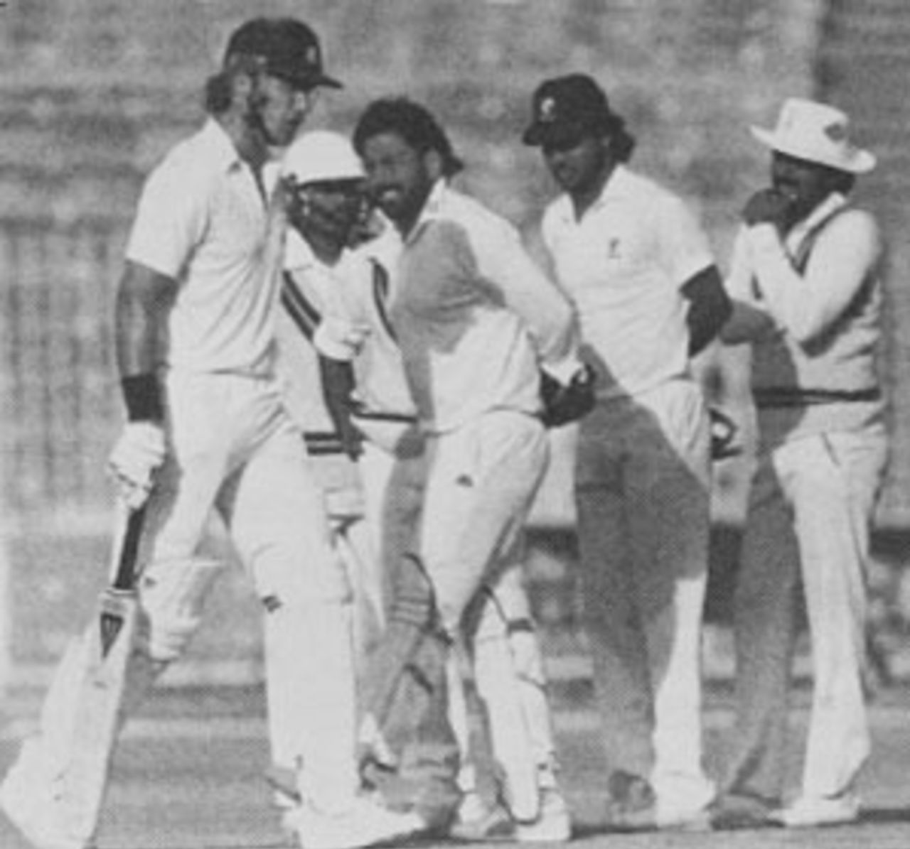Chris Broad finally trudges off, Pakistan v England, 1st Test, Lahore, November 1987