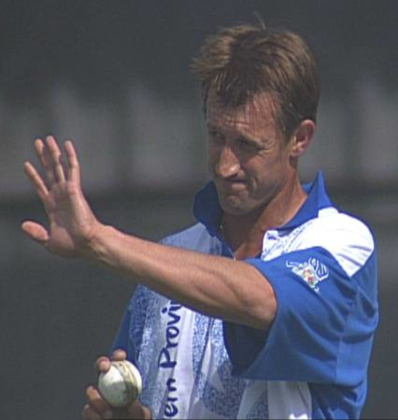 Craig Matthews sets his field as he prepares to bowl during the Standard Bank League match against Eastern Province, 9 Nov 1997.