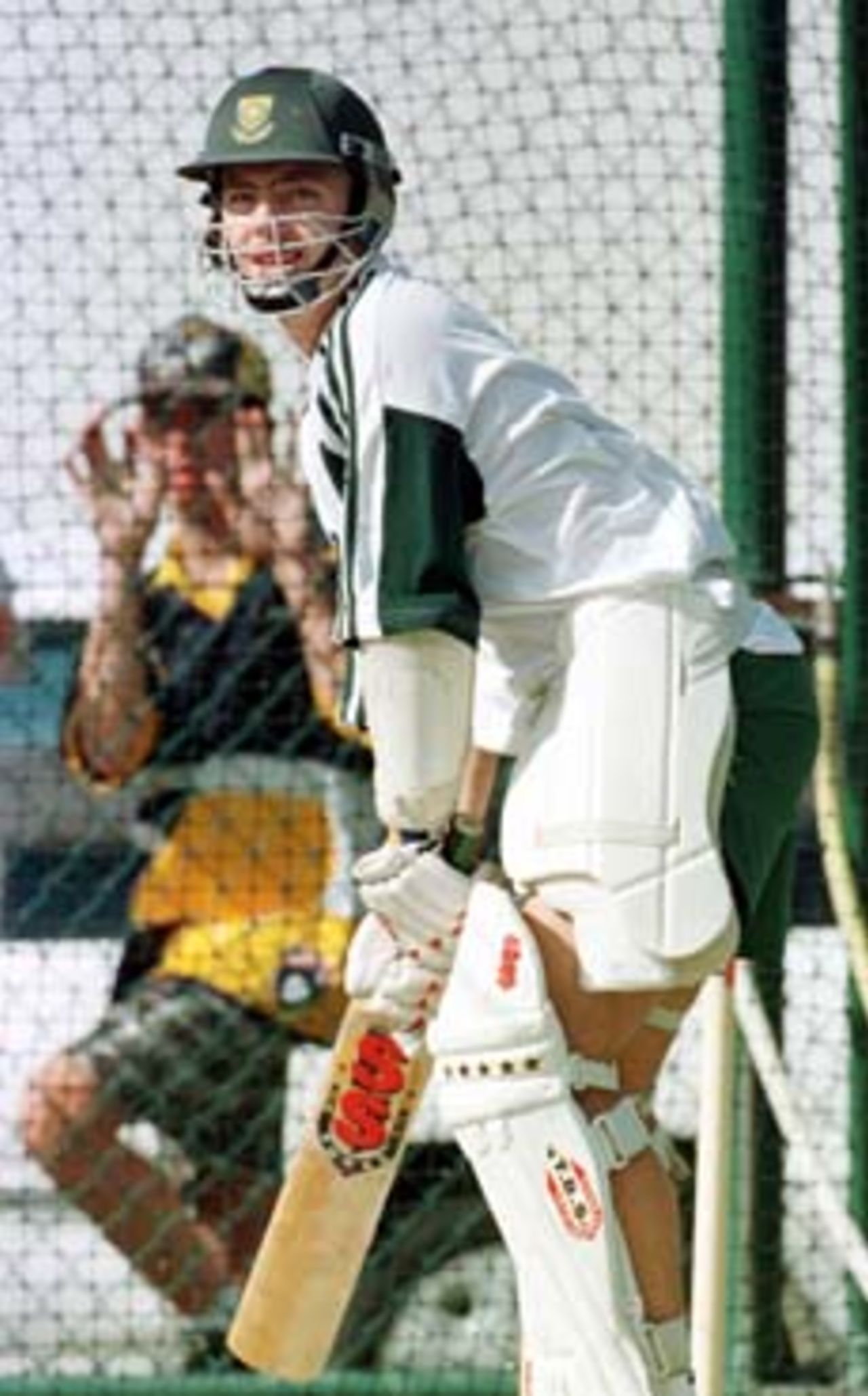Adam Bacher faces up , nets, Perth. November 24th 1997.