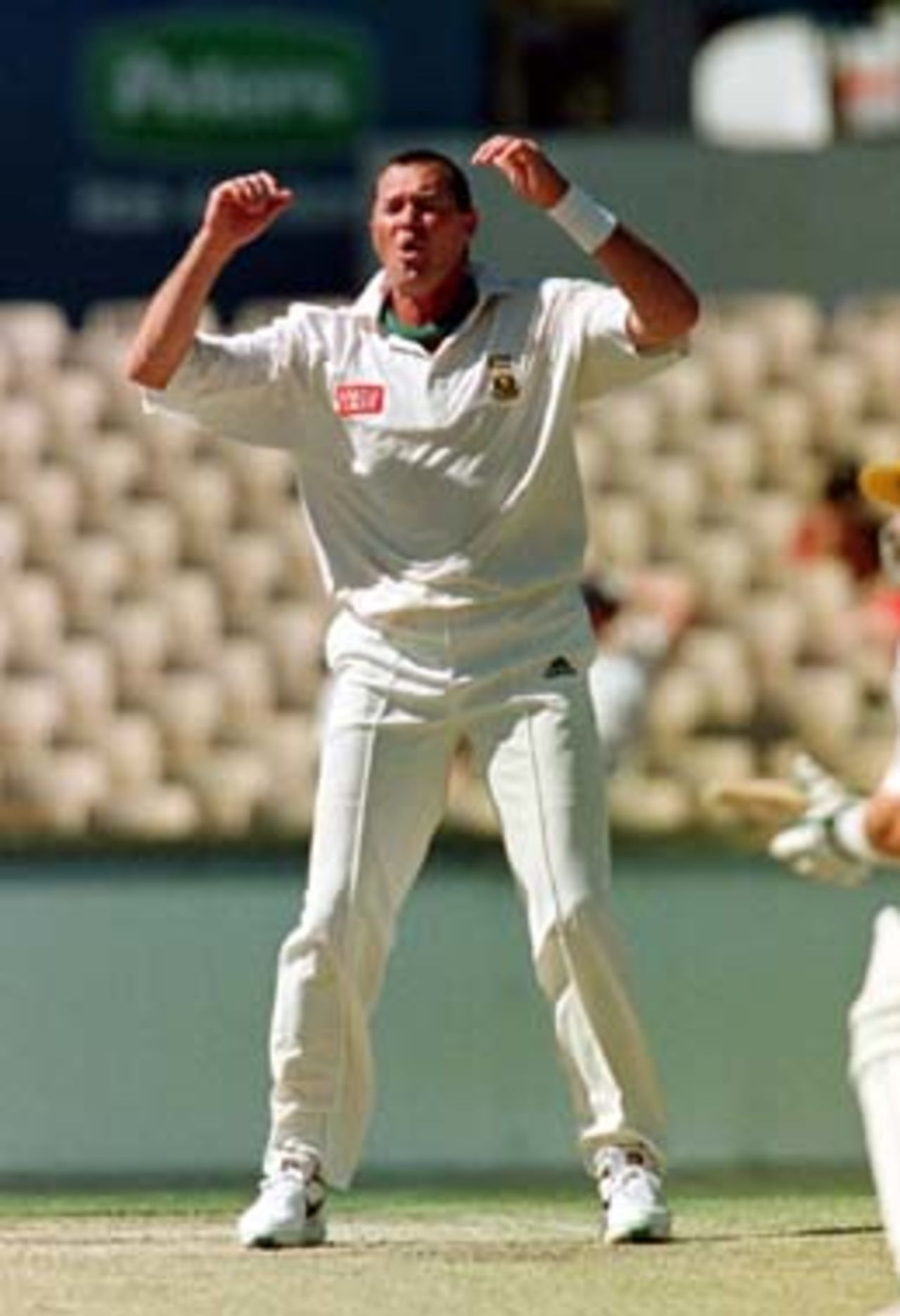 Anguish for Symcox as the ball misses the edge ... South Africans v Western Australia, at the WACA, Perth, Day 4 Novbember 30th 1997.