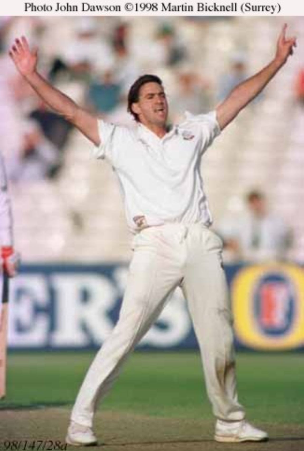 Martin Bicknell celebrates a wicket