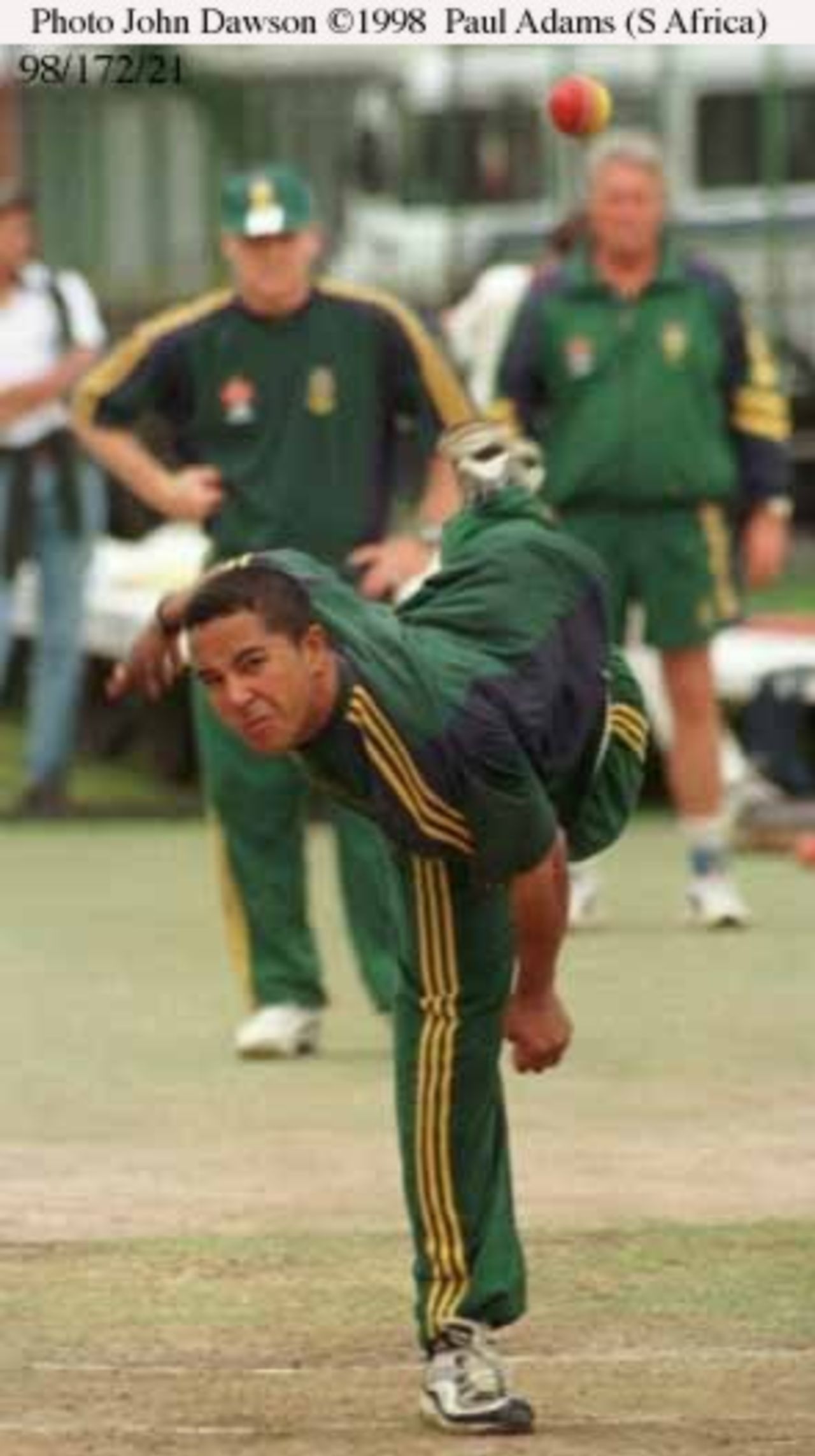 Paul Adams bowls in the nets