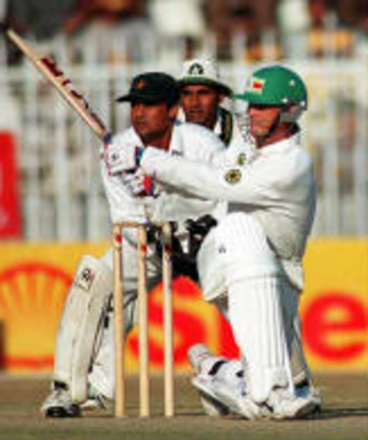 Aamir Sohail and Moin Khan watch Andy Flower hit a boundary Zimbabwe in Pakistan, 1998/99,  3rd One-Day International Pakistan v Zimbabwe Rawalpindi 24 November 1998