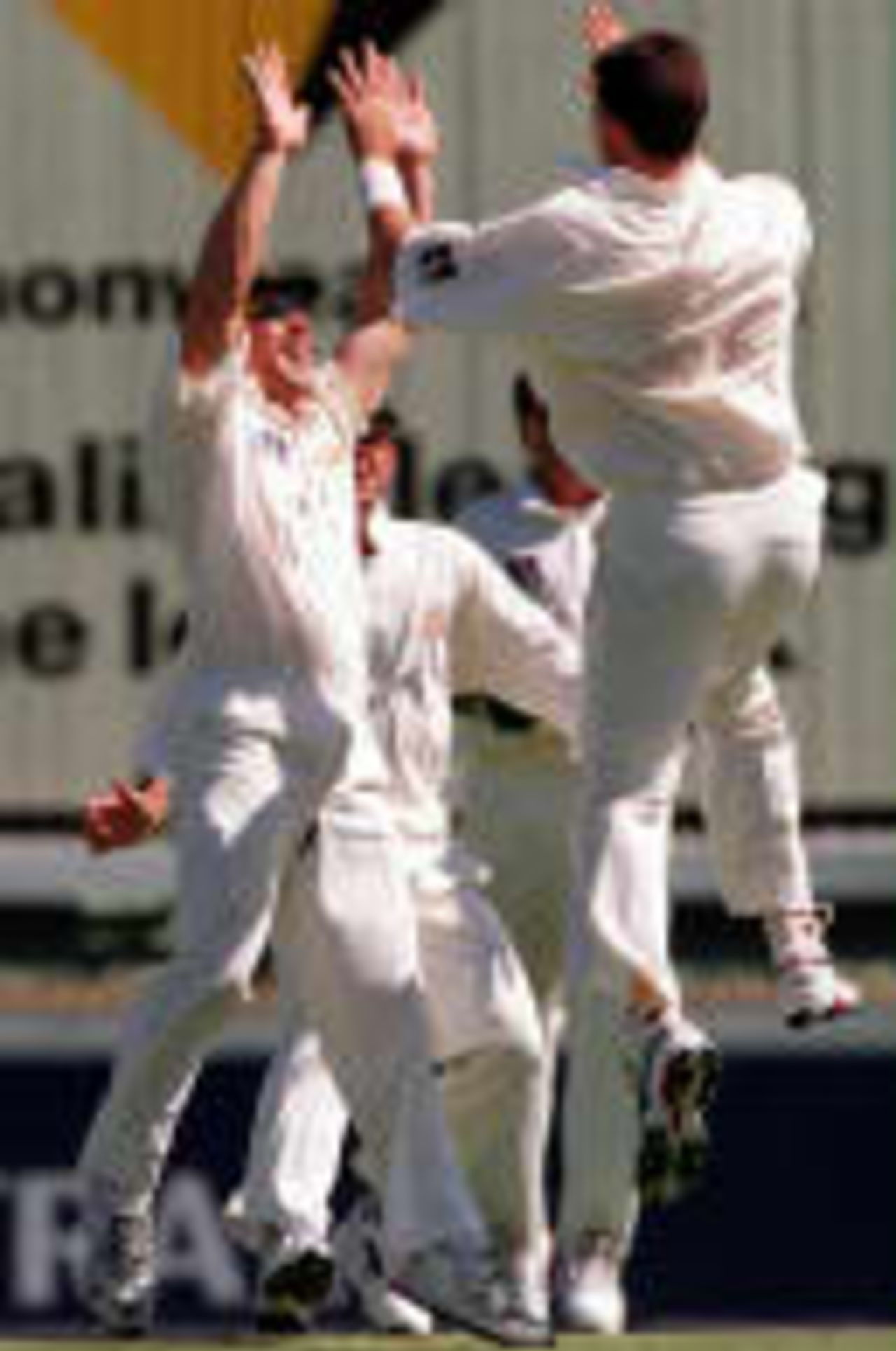 Fleming jumps in the air after taking the wicket of Stewart for 0  The Ashes 1998-99, 2nd Test at Perth, 29 Nov