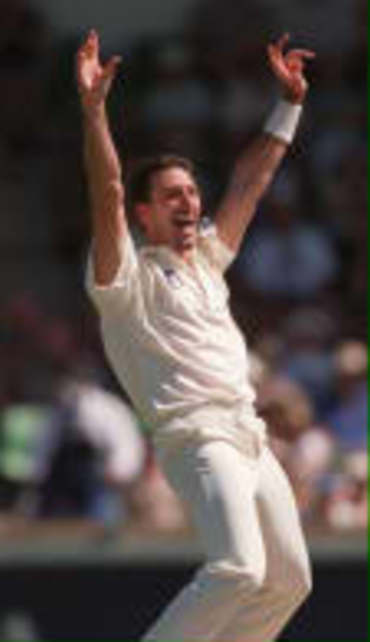 Fleming shows his delight after trapping Nasser Hussain lbw The Ashes, 1998/99, 2nd Test Australia v England WACA Ground, Perth 28,29,30 November 1998