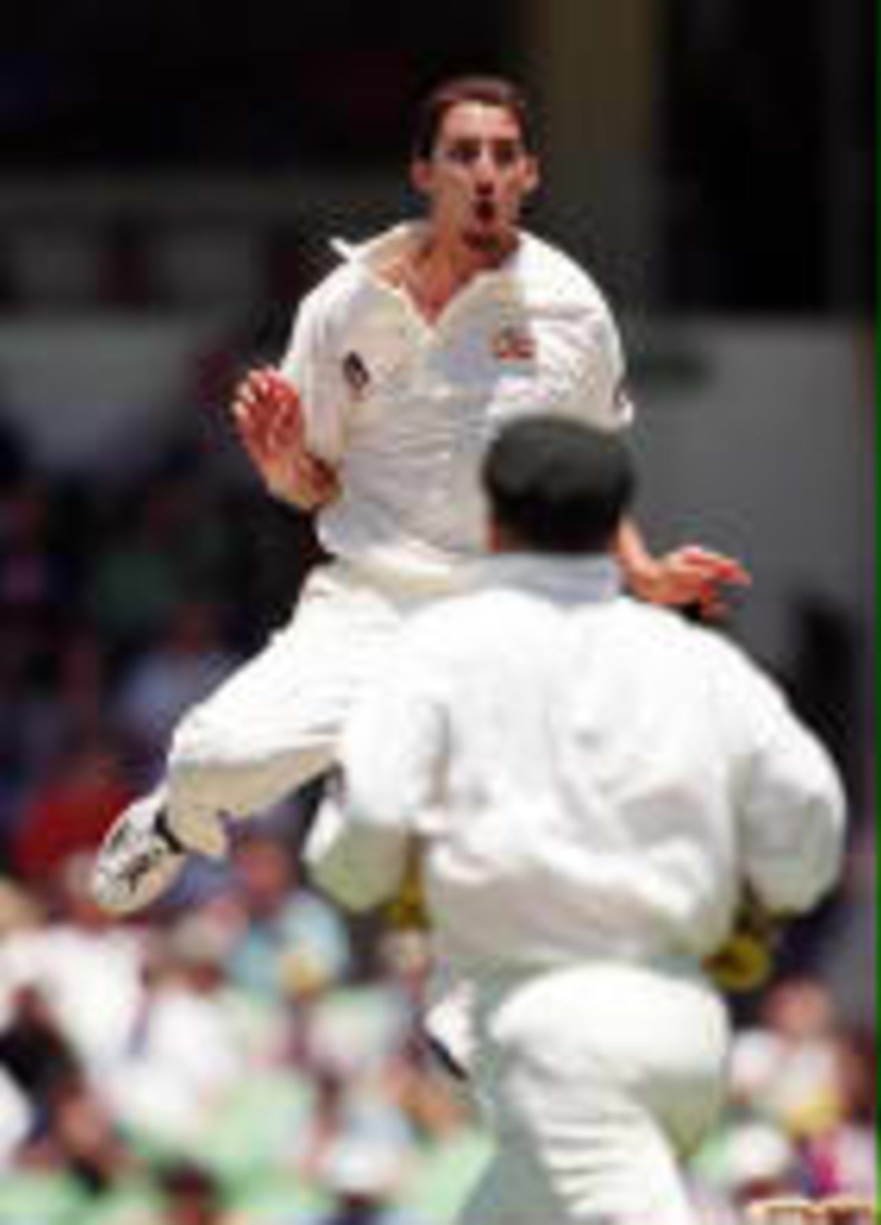 Gillespie jumps for joy after claiming another England wicket The Ashes, 1998/99, 2nd Test  Australia v England WACA Ground, Perth 28,29,30 November 1998