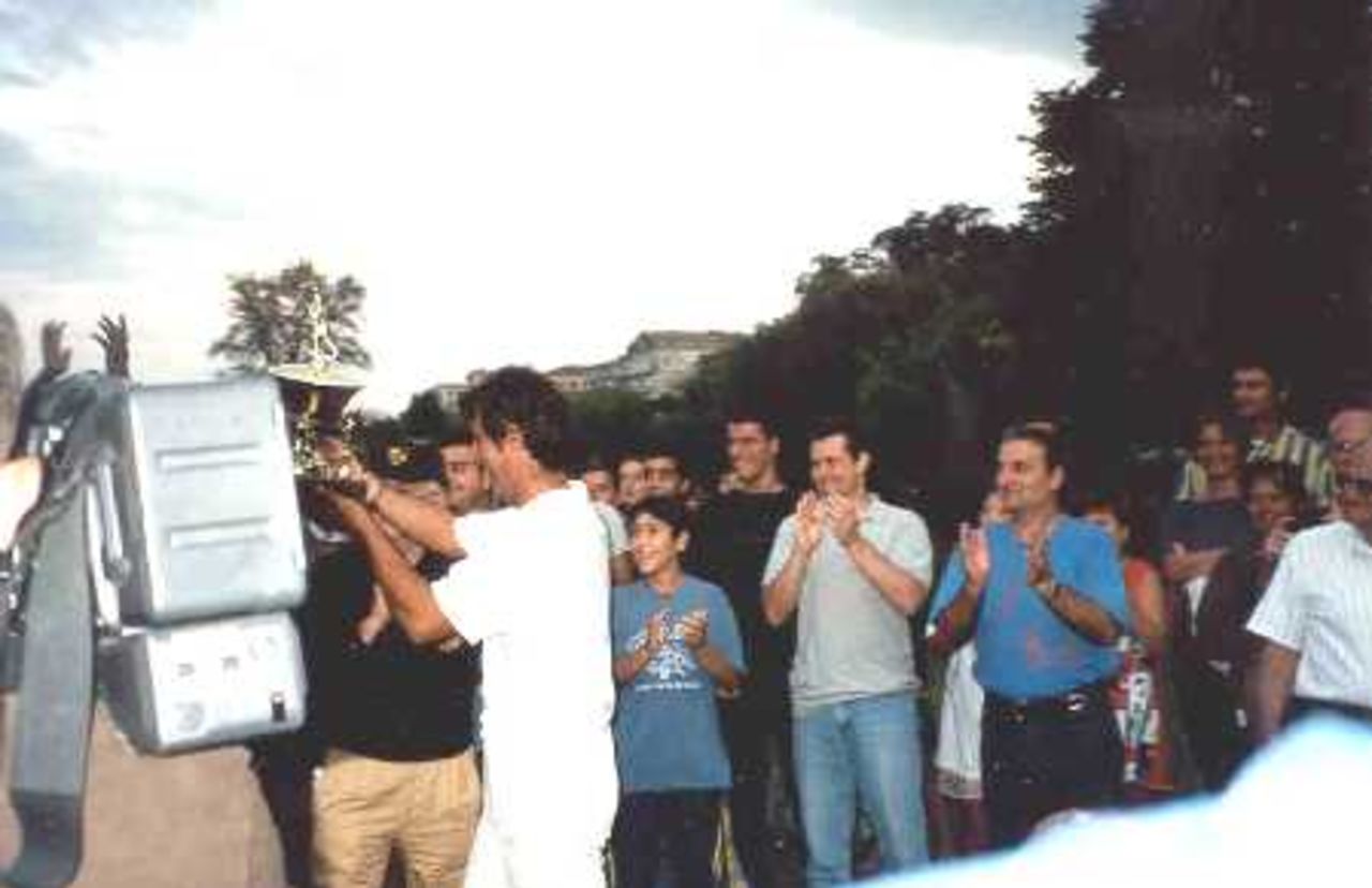 Celebrations at Corfu, Greece won the ECC Trophy 1999
