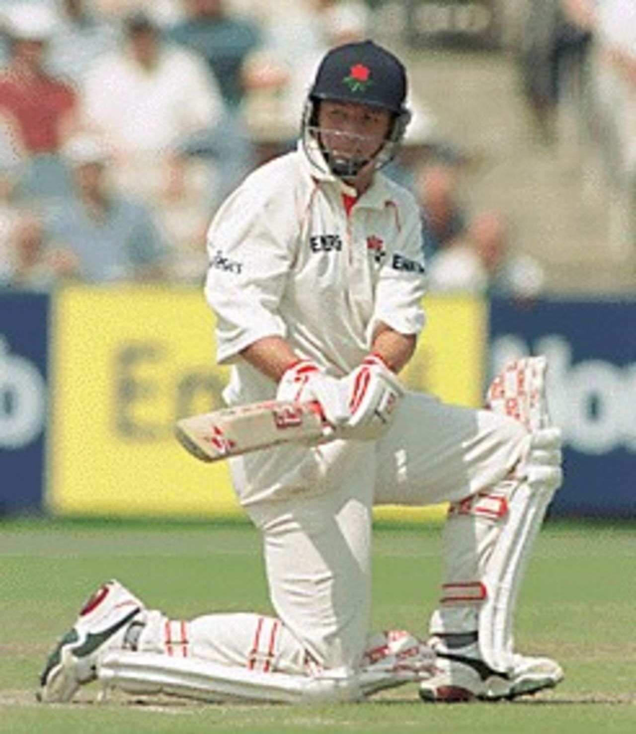 Graham Lloyd with a reverse sweep, Benson & Hedges Super Cup, Quarter Final, Lancashire v Shussex, 25 June 1999