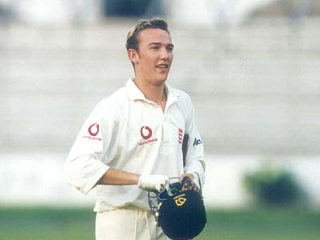 England A's Chris Schofield is a happy man after completing his half century in the match against Bangladesh, Bangladesh v England 'A', Bangabandhu National Stadium, Dhaka, (4-day match) 01-04 November 99, England 'A' in Bangladesh, 1999/00