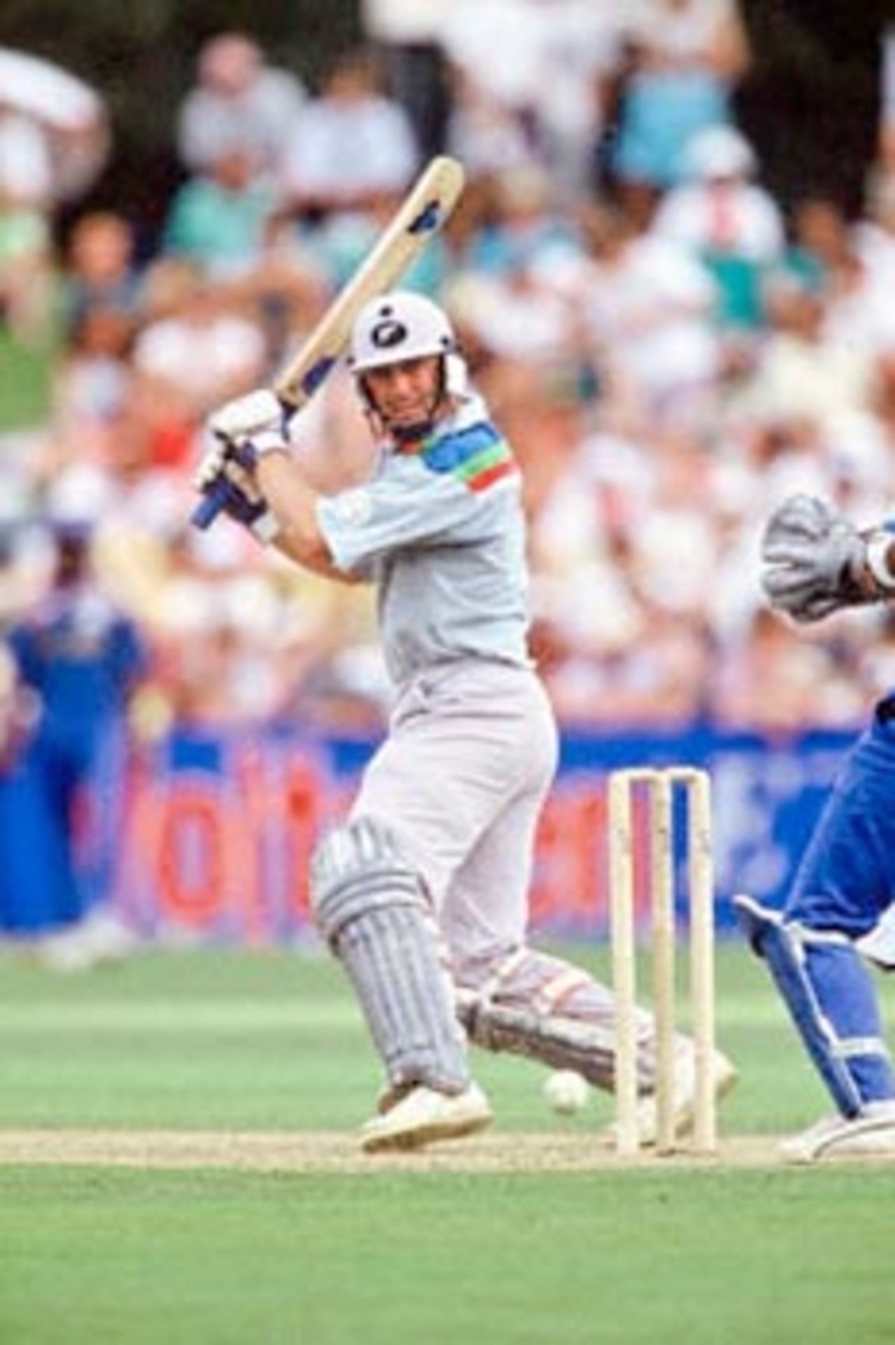 (FILES) Picture taken in 1992 shows New Zealand captain John Wright in action during the World Cup match against Sri Lanka. Former captain Wright will take over as the first foreign coach of the Indian cricket team later this month, it was announced 02 November 2000.