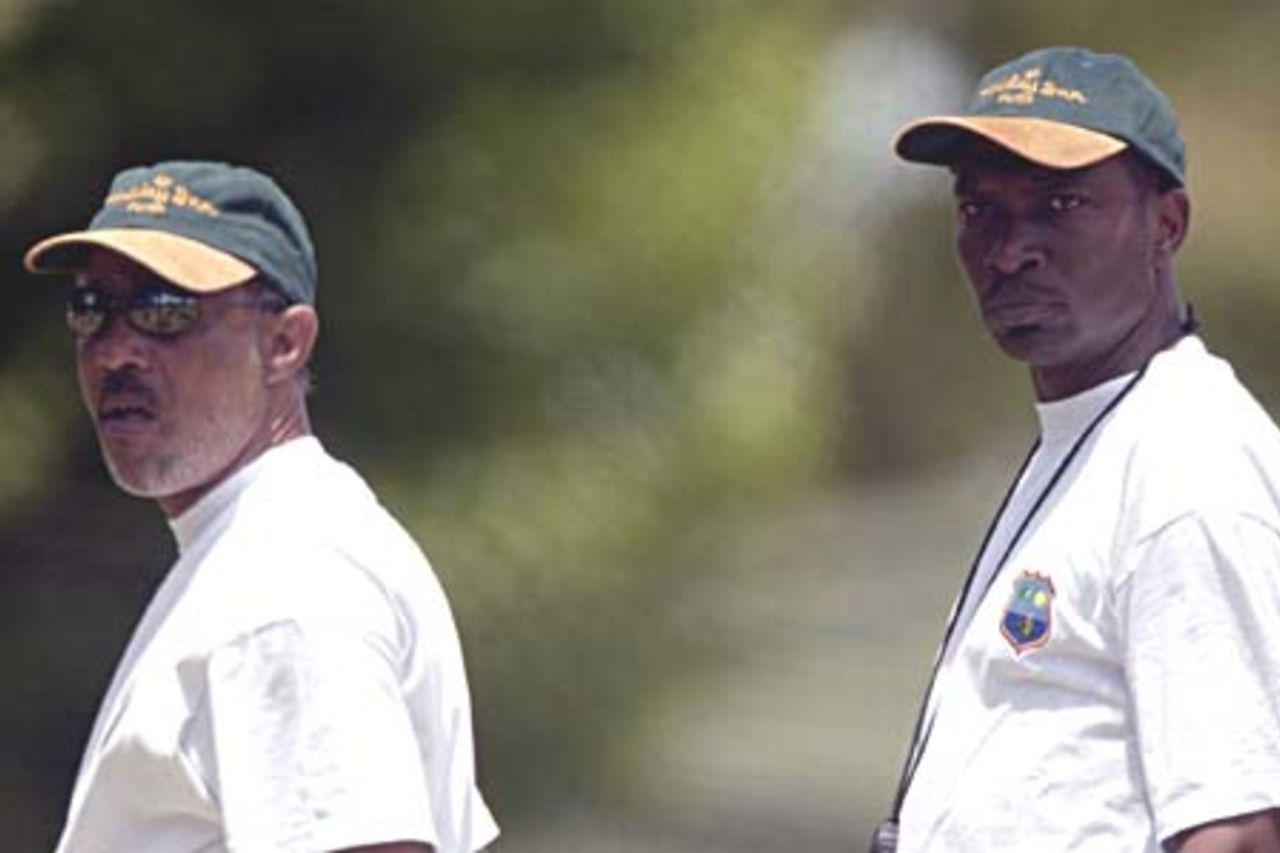5 Nov 2000: Jeffrey Dujon assistant coach of the West Indies and Roger Harper coach, watch over the team training sesion today at the WACA cricket ground, as the West Indies prepere for the up coming test series against Australia. WACA, Perth , Australia.