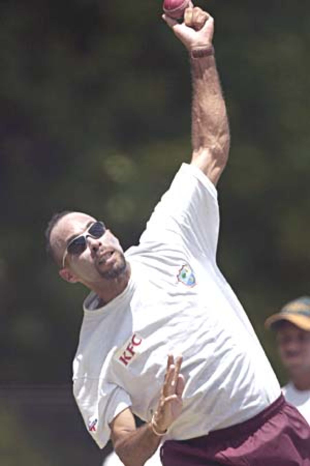 5 Nov 2000: James Adams captain for the West Indies bowls a delivery during the team training sesion today at the WACA cricket ground, as the West Indies prepere for the up coming test series against Australia. WACA, Perth , Australia.