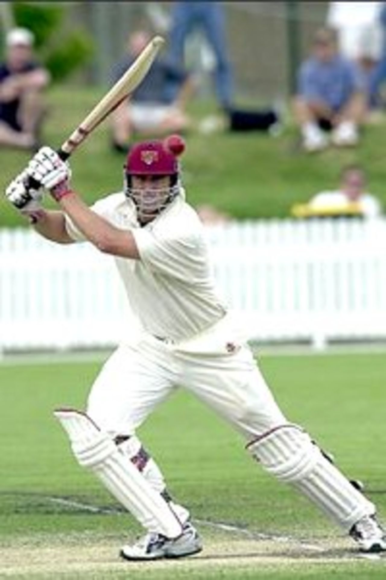 08 Nov 2000: Matt Hayden of Queensland in action against Victoria looks on during the Pura Cup match between Queensland and Victoria played at Allan Border Field in Brisbane, Australia.