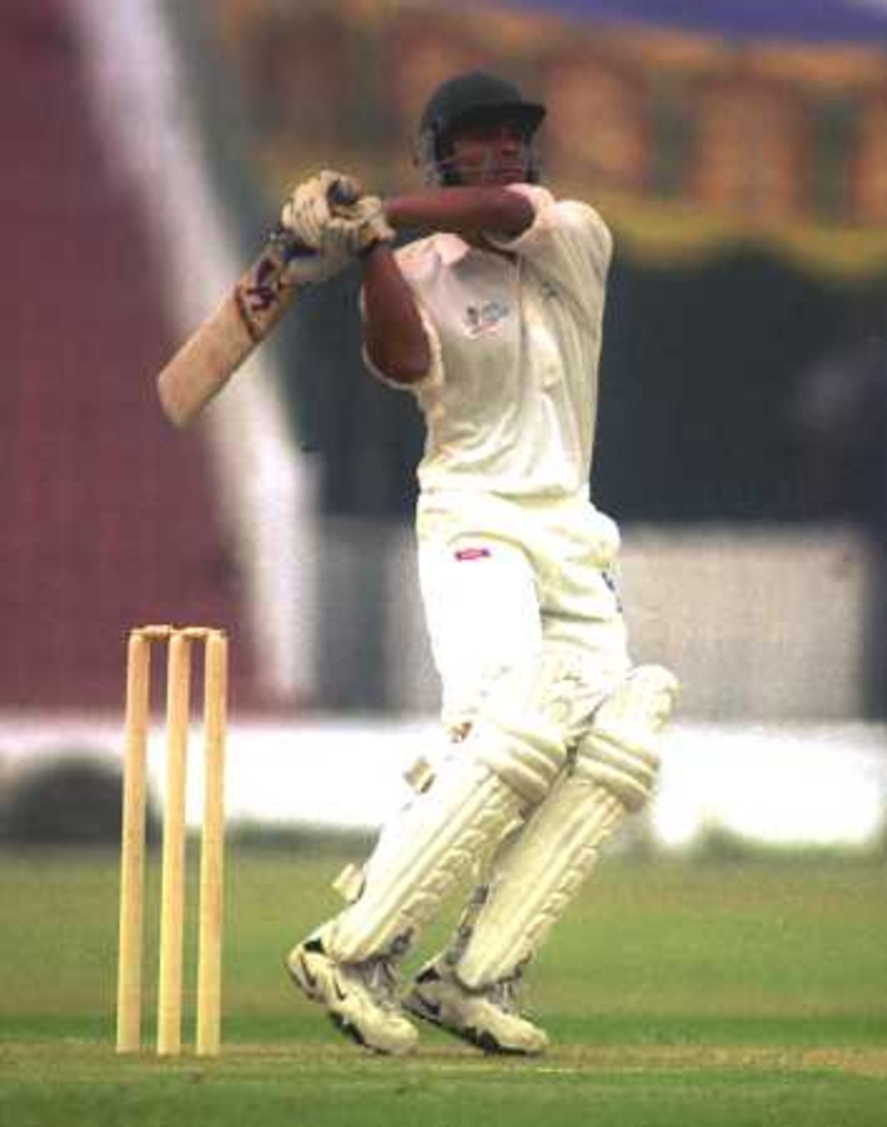Imran Farhat pulls the ball towards square leg, Governor's XI v England XI at Peshawar, 8-11 Nov 2000
