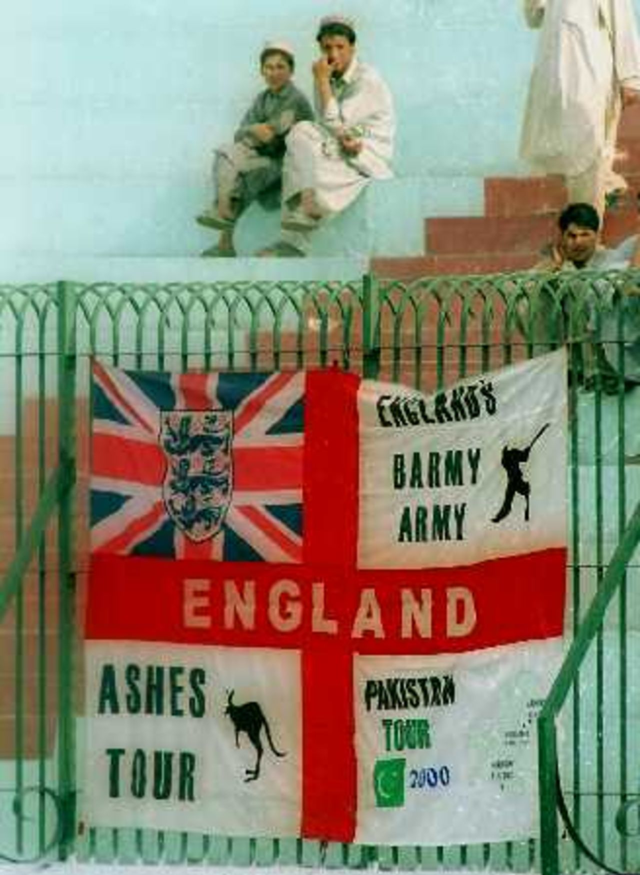 Banner advertising England's future series, Governor's XI v England XI at Peshawar, 8-11 Nov 2000