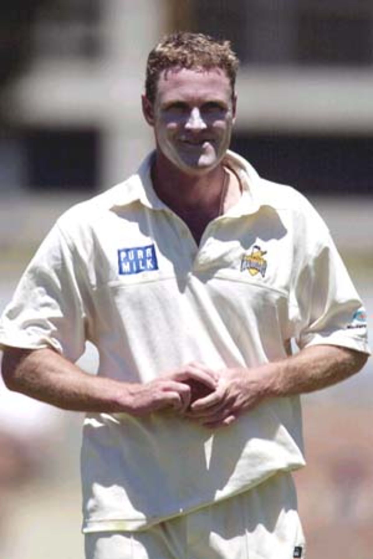 11 Nov 2000: Gavin Swan for Western Australia heads back to his mark in the match between the Western Warriors and the West Indies at the WACA ground in Perth, Australia