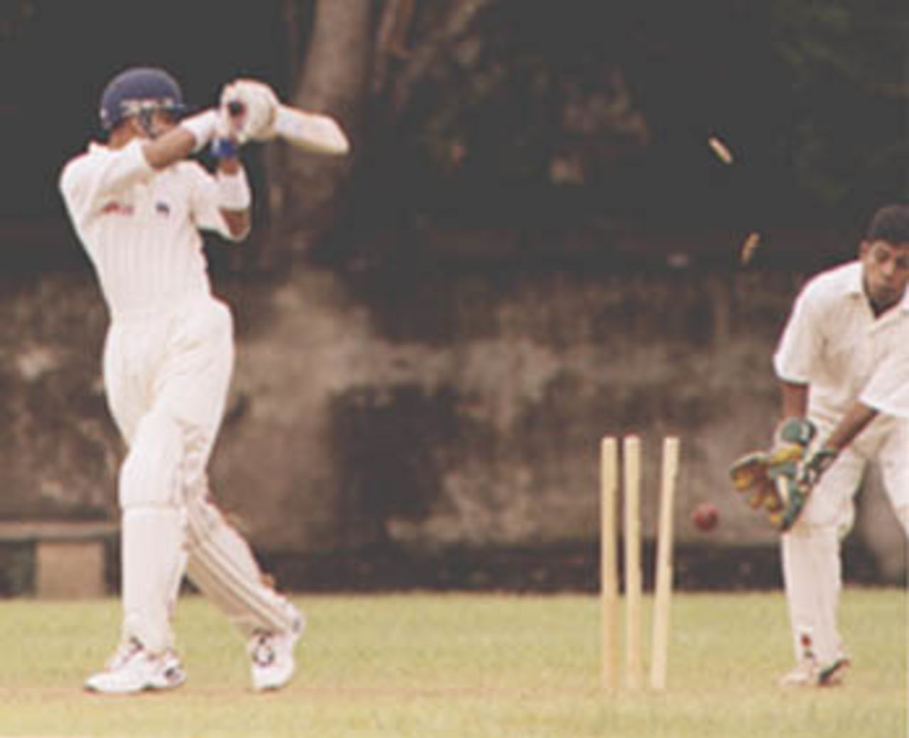 T.M. Dilshan is bowled in the match between Bloomfield and Sigha SC