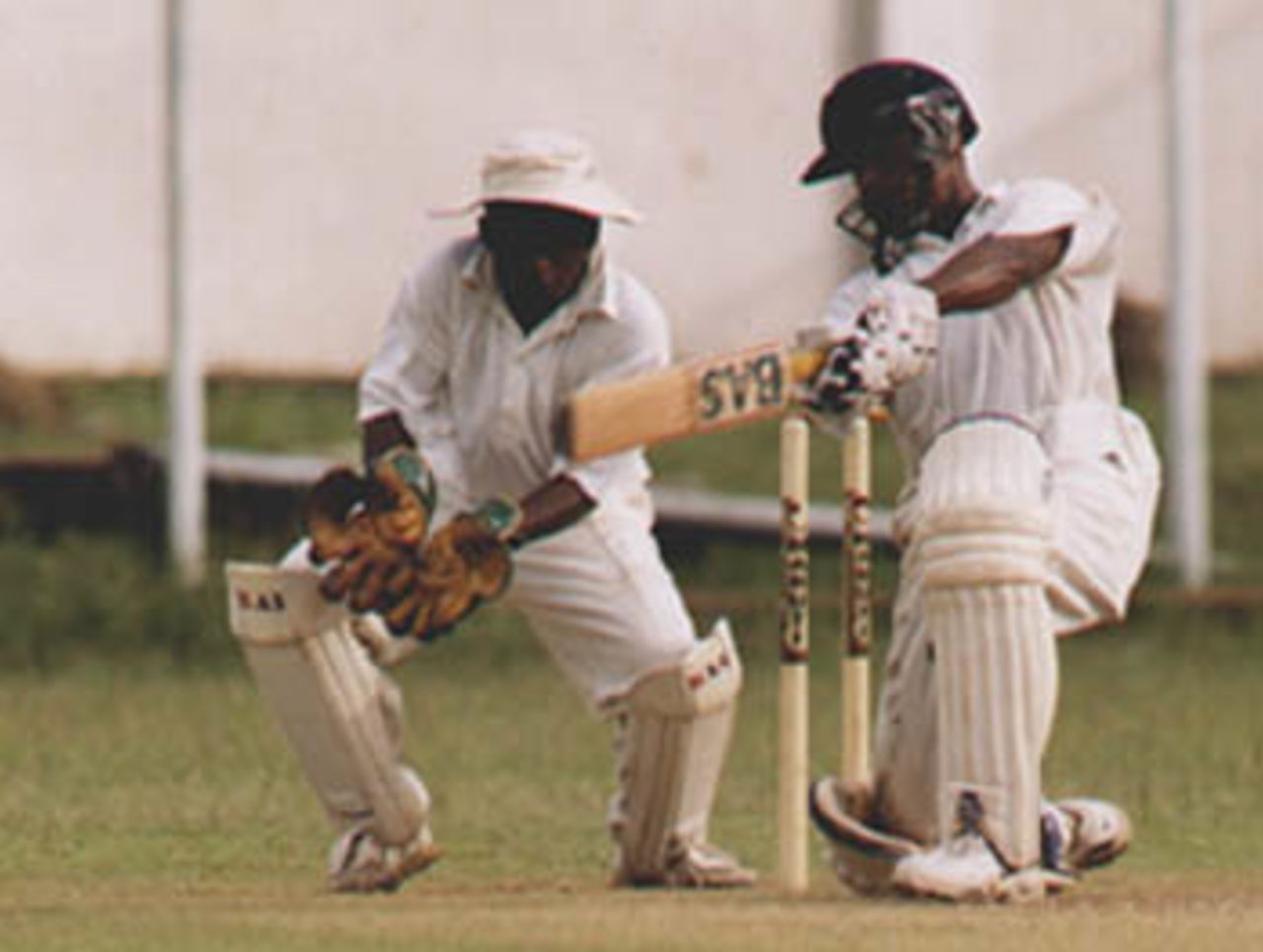 Nilantha Cooray drives imperiously through the covers